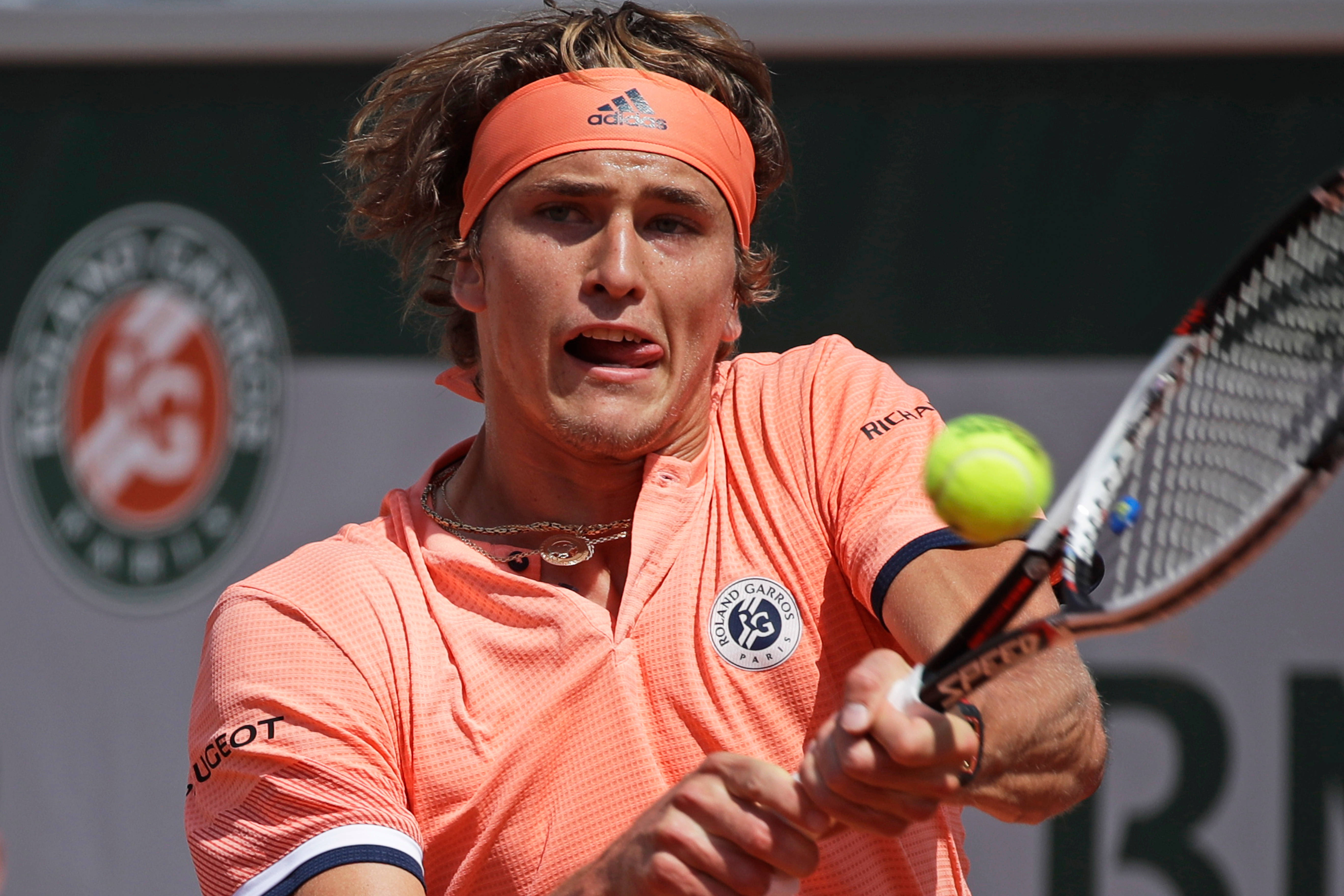 Alexander Zverev, orange shirt, headband, 5K Desktop Wallpaper