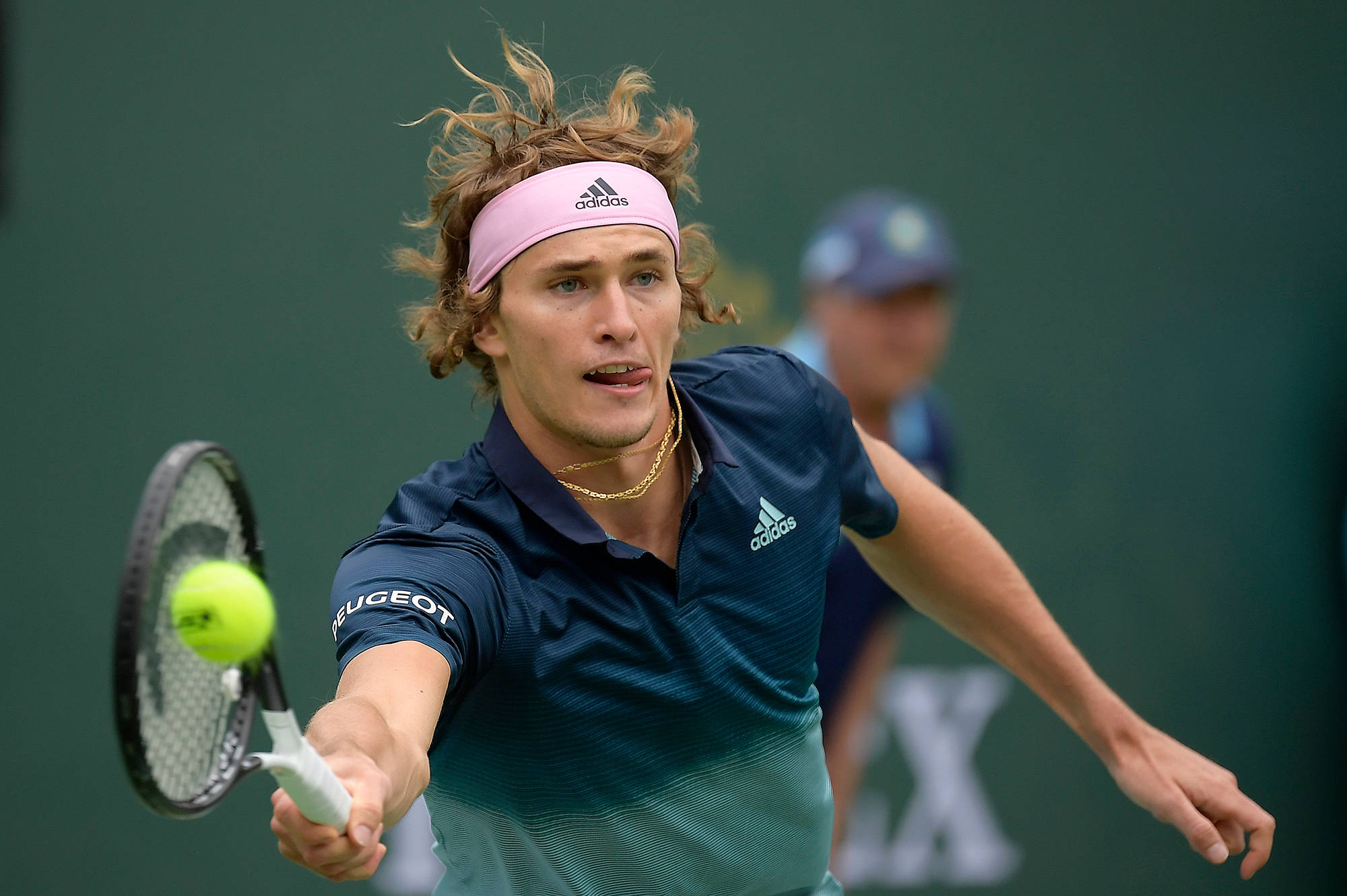 Alexander Zverev, tongue bite, wild hair, Full HD Desktop Wallpaper