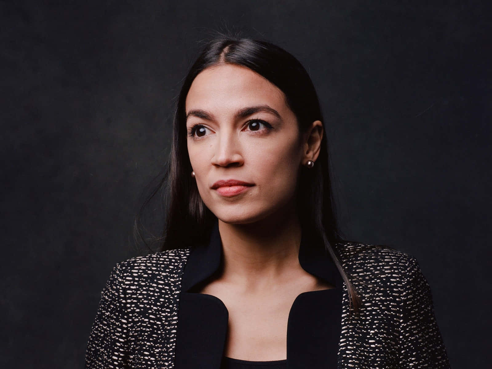 Alexandria Ocasio-Cortez, black backdrop, textured black backdrop, HD Desktop Wallpaper