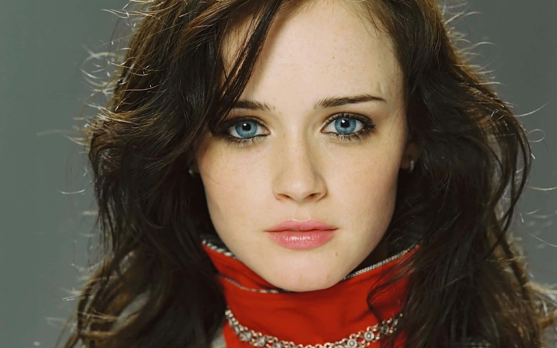 Alexis Bledel, blue eyes, dark wavy hair, Full HD Desktop Wallpaper