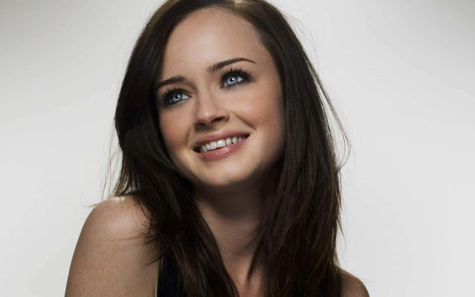 Alexis Bledel, blue eyes, dark hair, Full HD Desktop Wallpaper