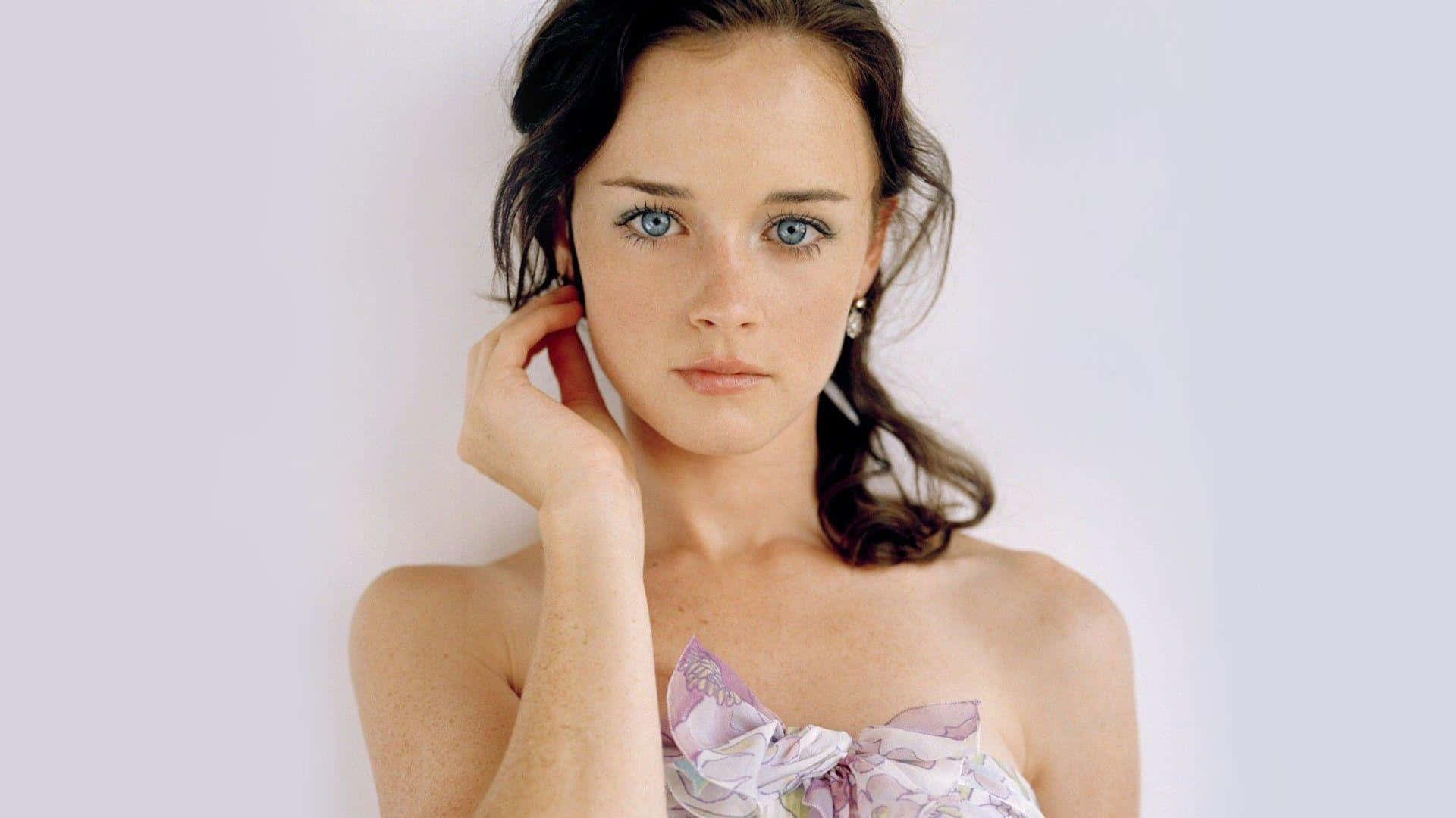 Alexis Bledel, blue eyes, dark hair, Full HD Desktop Wallpaper