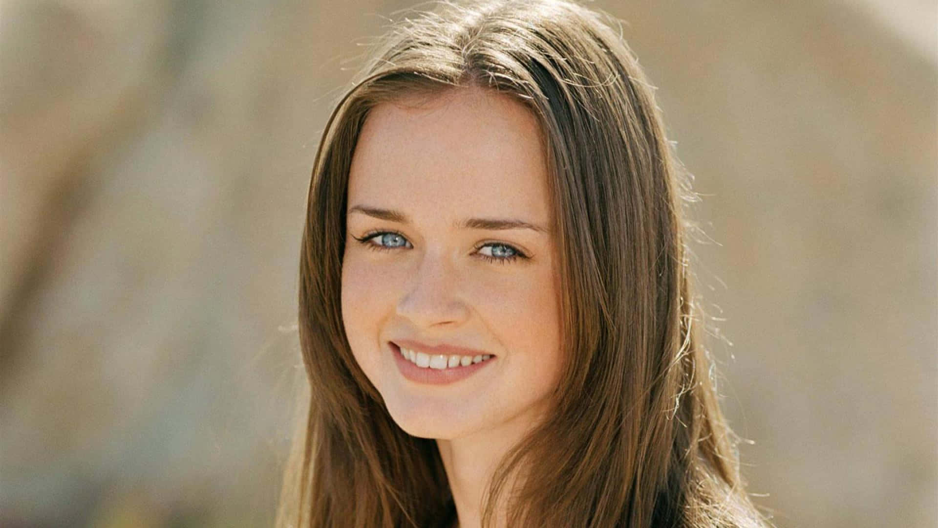Alexis Bledel, bright blue eyes, long brown hair, Full HD Desktop Wallpaper