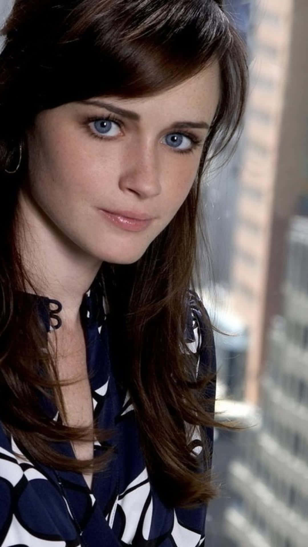 Alexis Bledel, blue eyes, brown hair, Full HD Phone Wallpaper