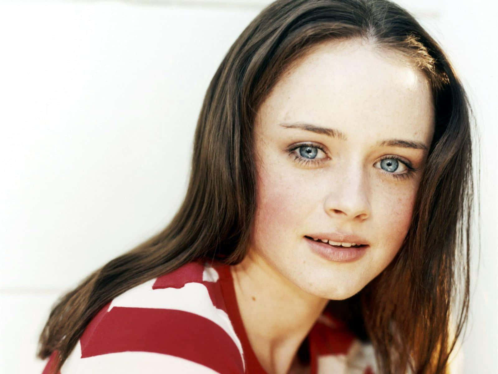 Alexis Bledel, red and white striped top, striking blue eyes, HD Desktop Wallpaper