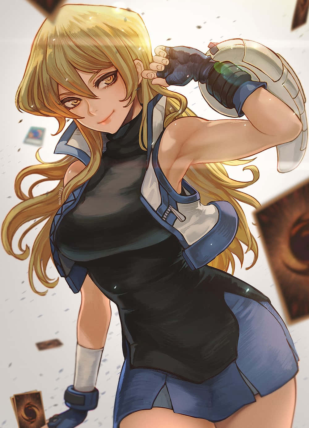 Alexis Rhodes, golden hair, blue armor, HD Phone Wallpaper