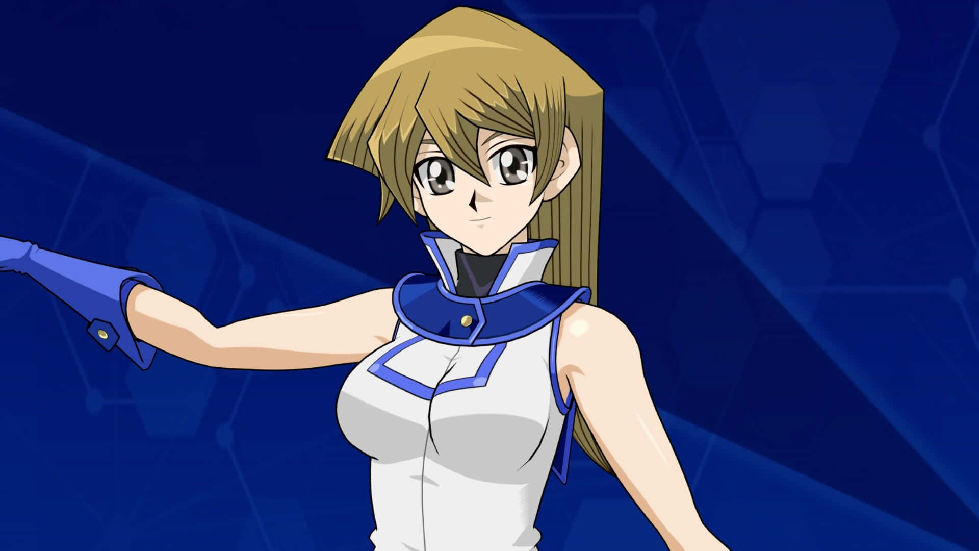 Alexis Rhodes, blonde hair, blue outfit, Full HD Desktop Wallpaper