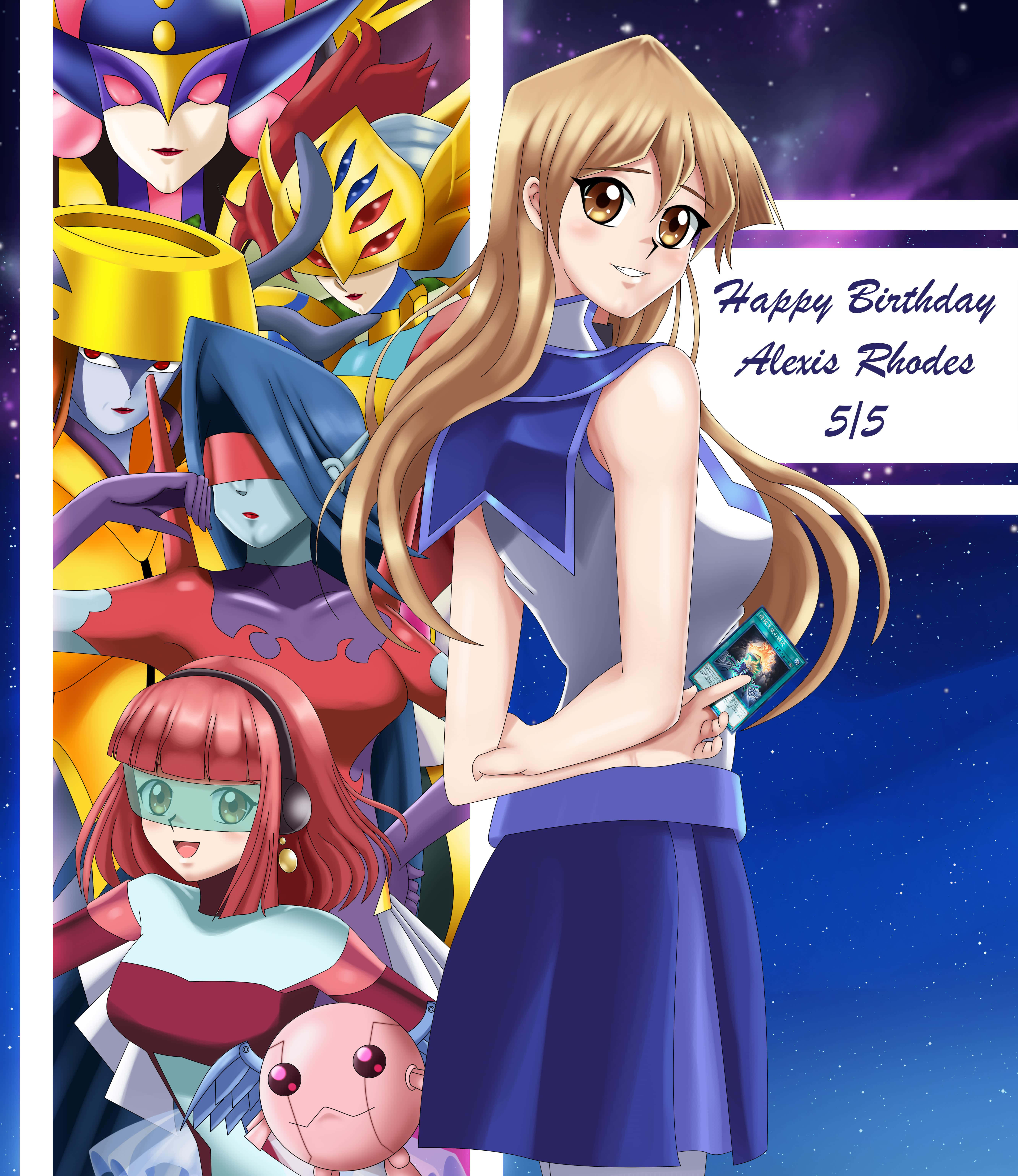 Alexis Rhodes, blue outfit, card, 5K Phone Wallpaper