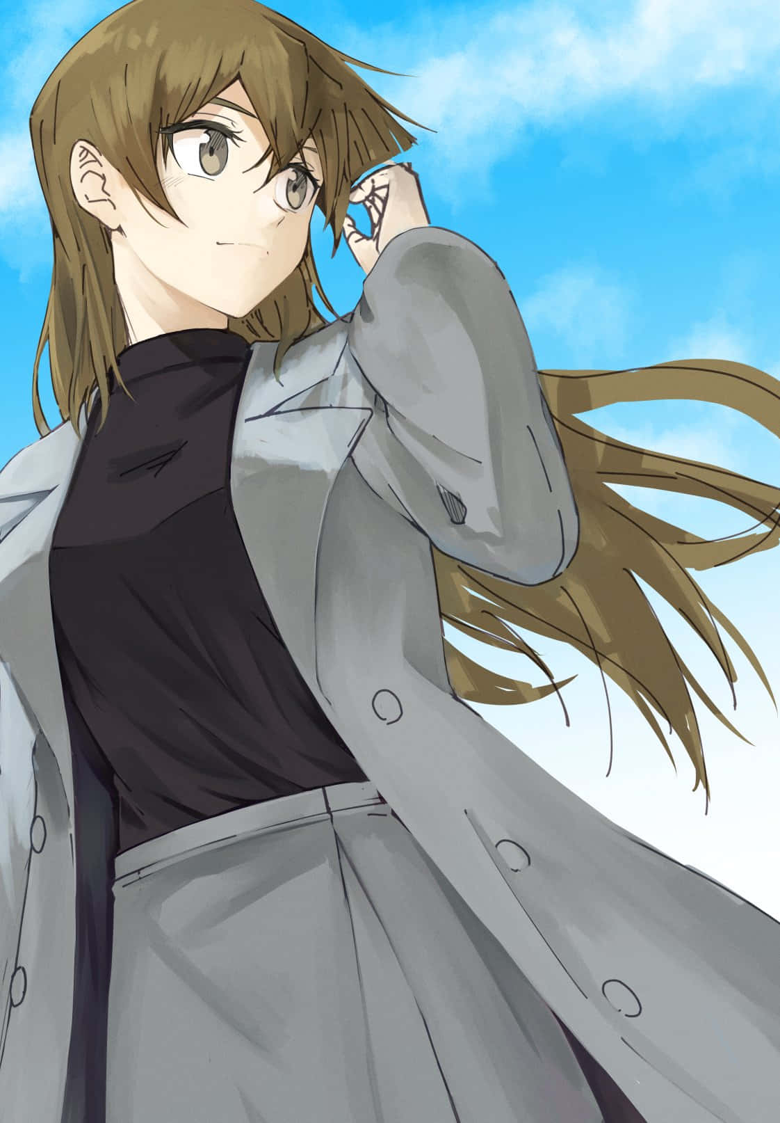 Alexis Rhodes, brown hair, gray coat, HD Phone Wallpaper