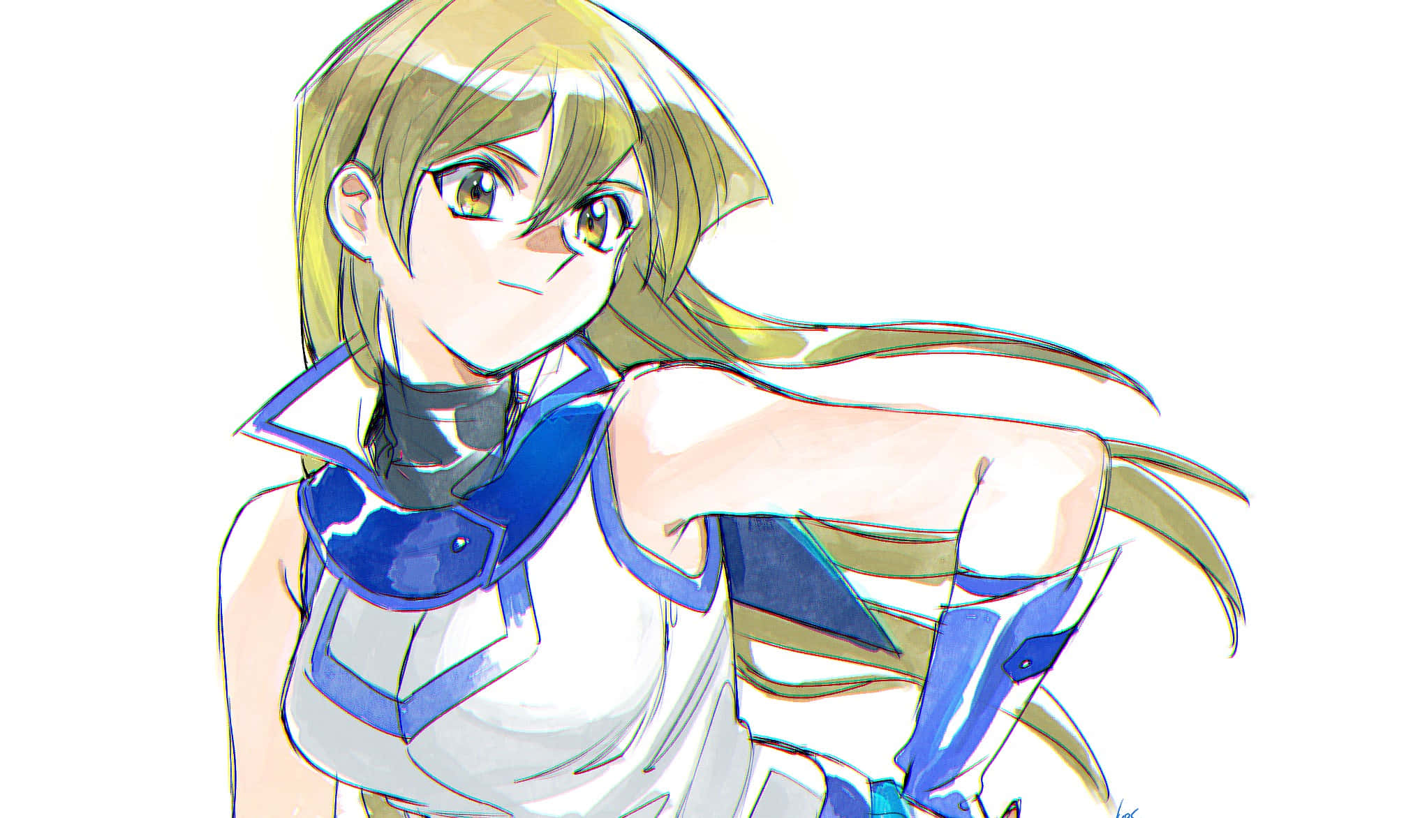 Alexis Rhodes, blonde hair, blue armor, Full HD Desktop Wallpaper