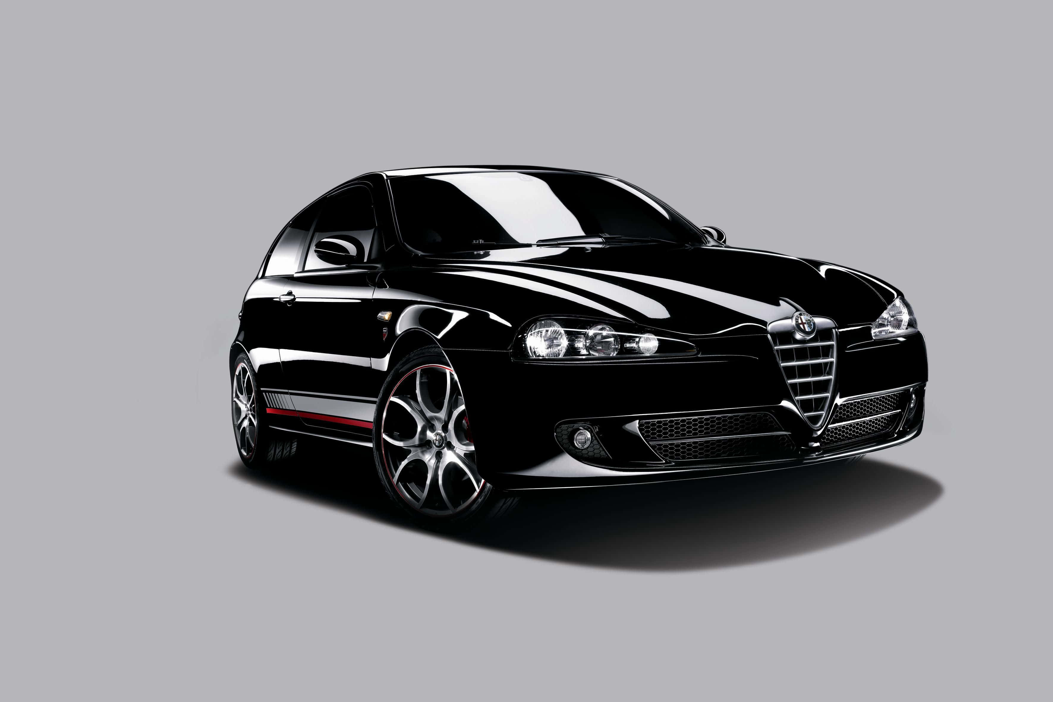 Alfa Romeo 147, black, red accents, 2K Desktop Wallpaper