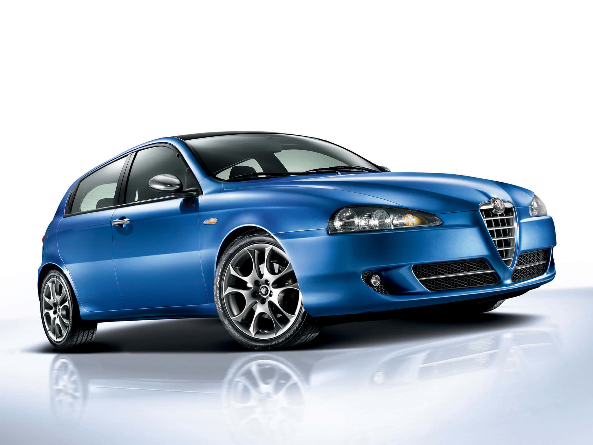 Alfa Romeo 147, blue, glossy reflection, Full HD Desktop Wallpaper