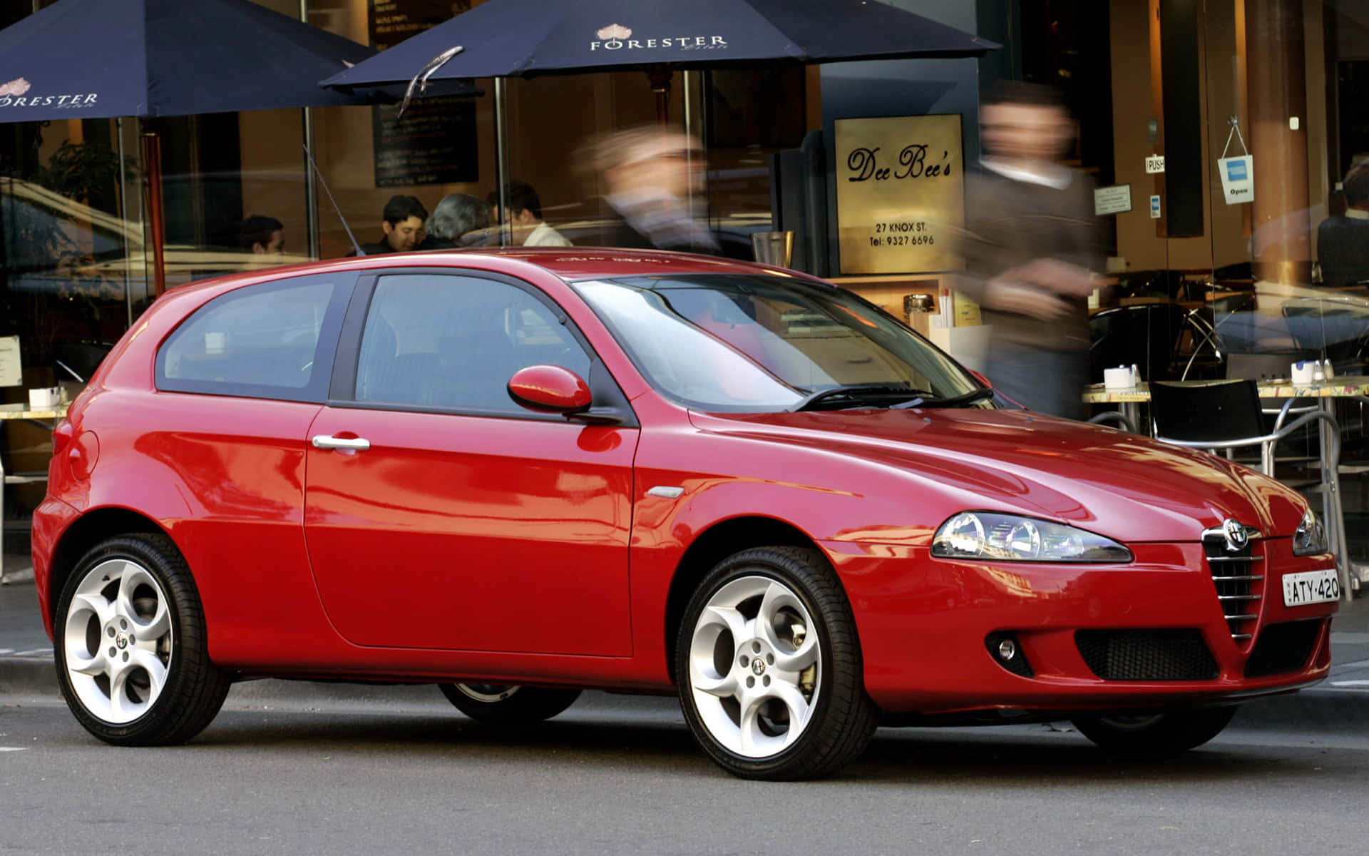 Alfa Romeo 147, vibrant red, hatchback, Full HD Desktop Wallpaper