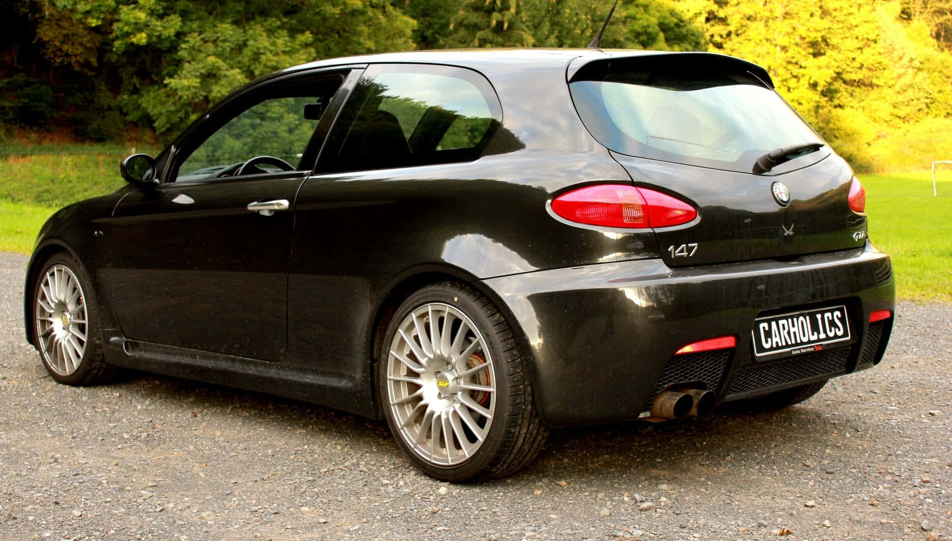 Alfa Romeo 147, black, gravel, Full HD Desktop Wallpaper