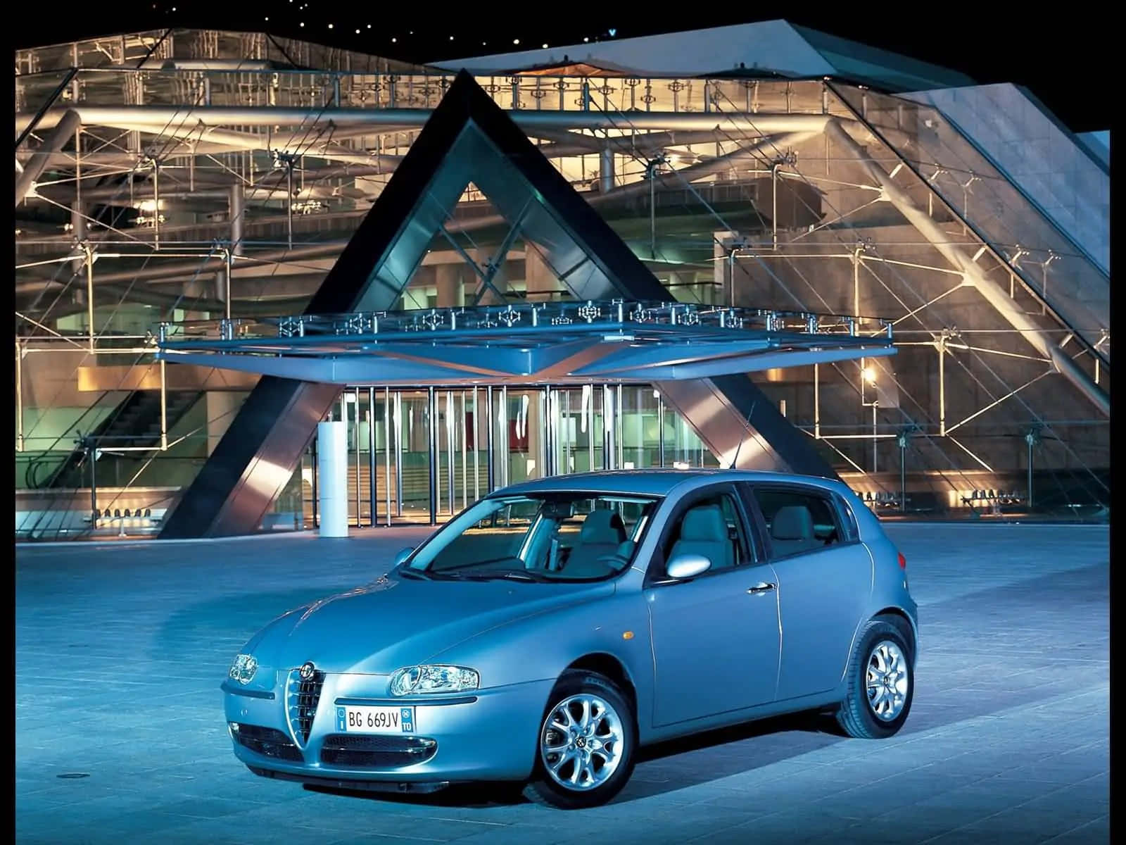 Alfa Romeo 147, silver, night, HD Desktop Wallpaper