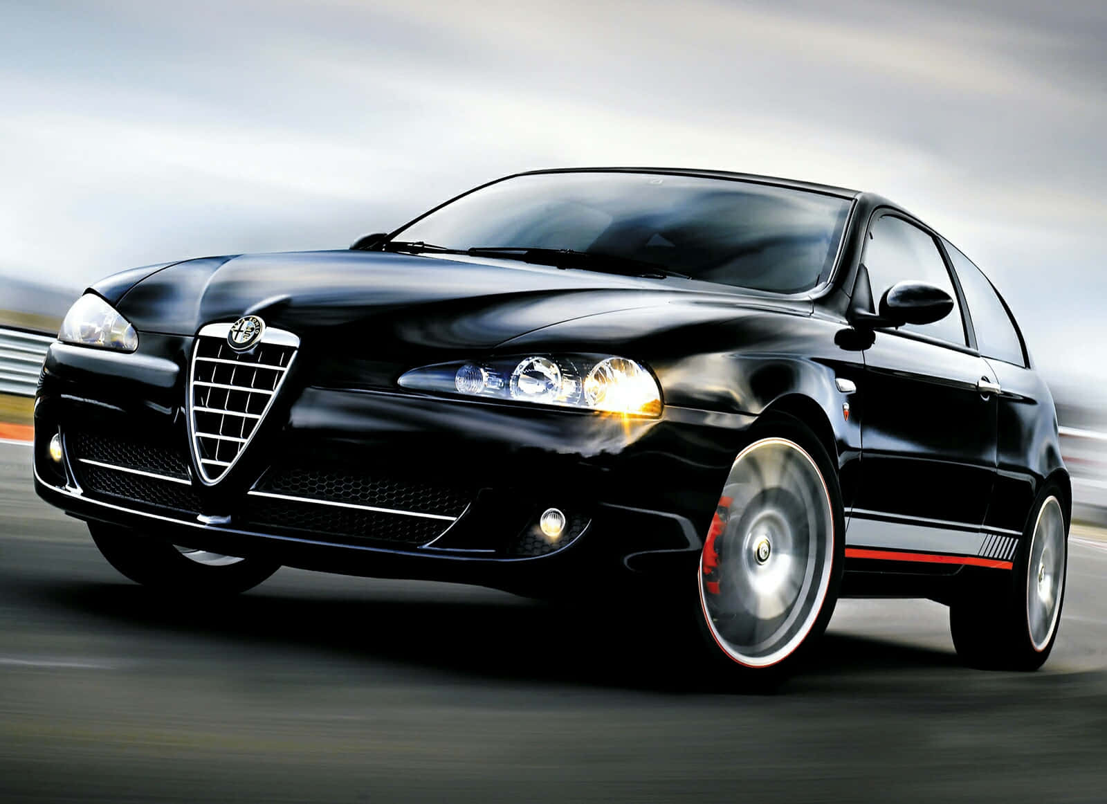 Alfa Romeo 147, black, racetrack, HD Desktop Wallpaper