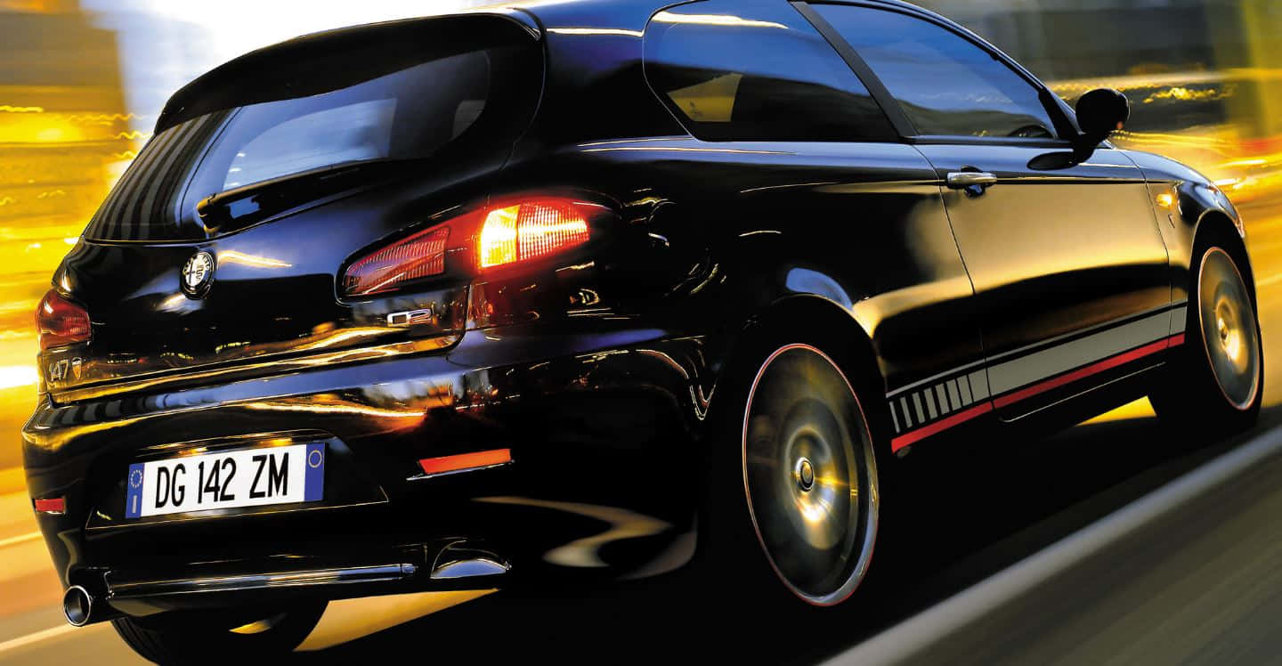 Alfa Romeo 147, black, sunset, HD Desktop Wallpaper