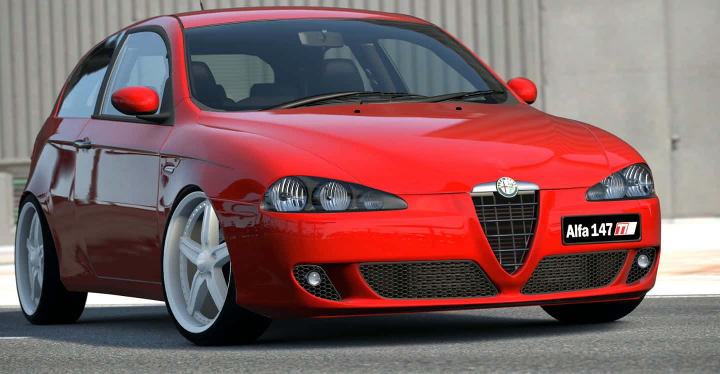 Alfa Romeo 147, glossy red, white rims, HD Desktop Wallpaper