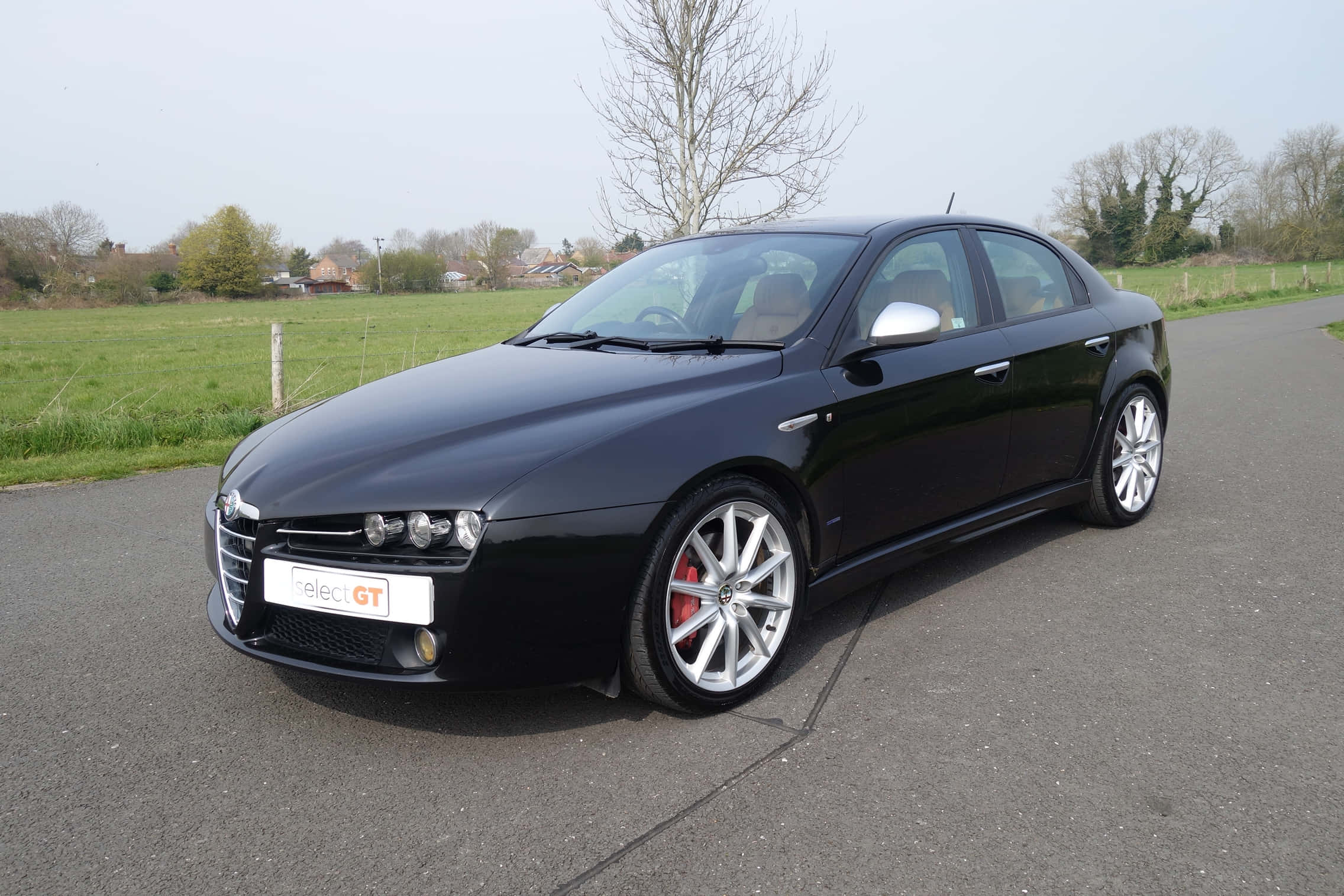 Alfa Romeo 159, sleek black, silver rims, Full HD Desktop Wallpaper