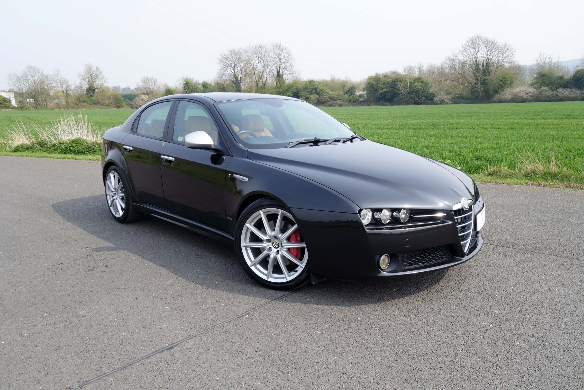 Alfa Romeo 159, black, silver rims, Full HD Desktop Wallpaper