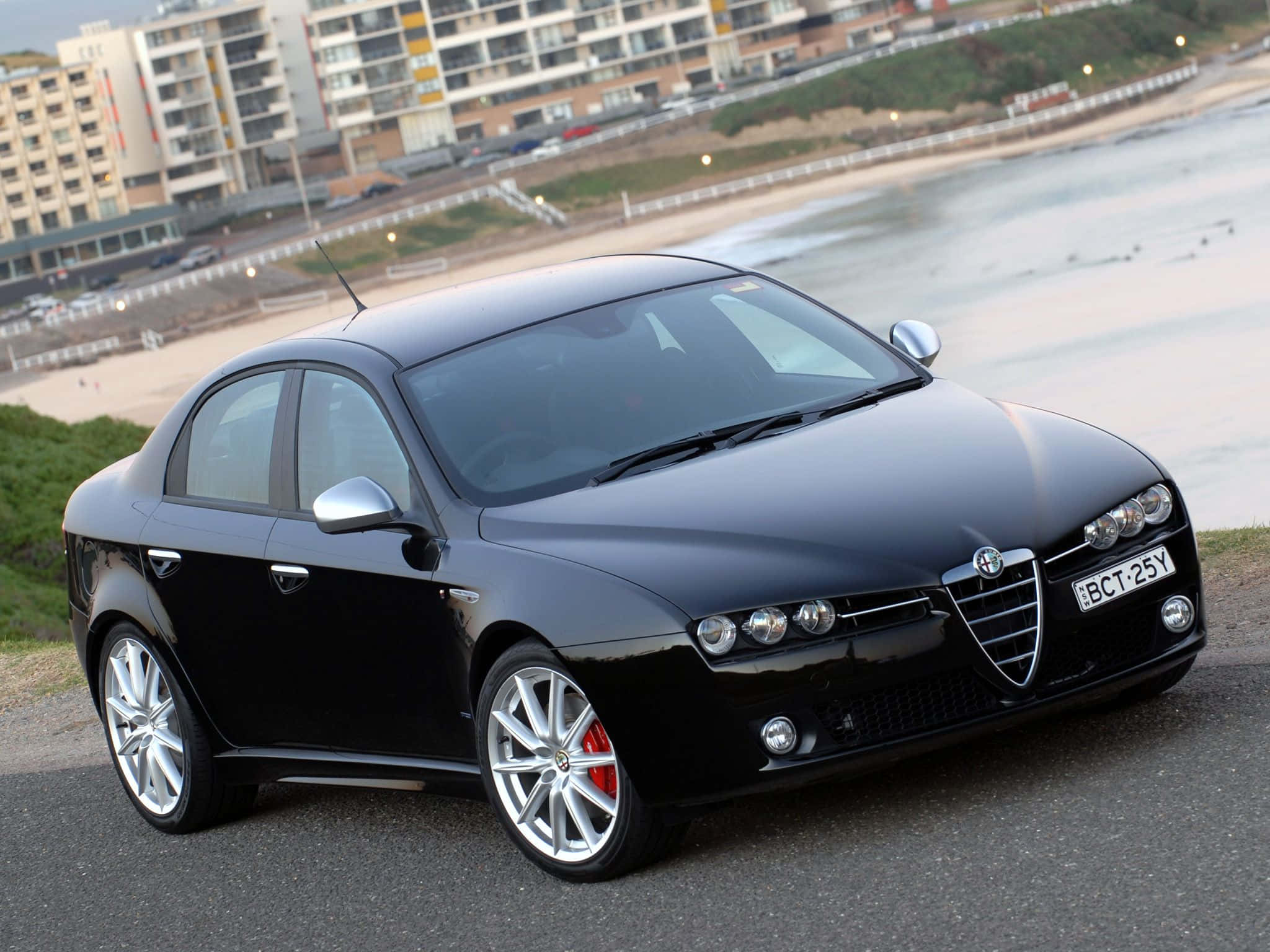 Alfa Romeo 159, black, silver rims, Full HD Desktop Wallpaper