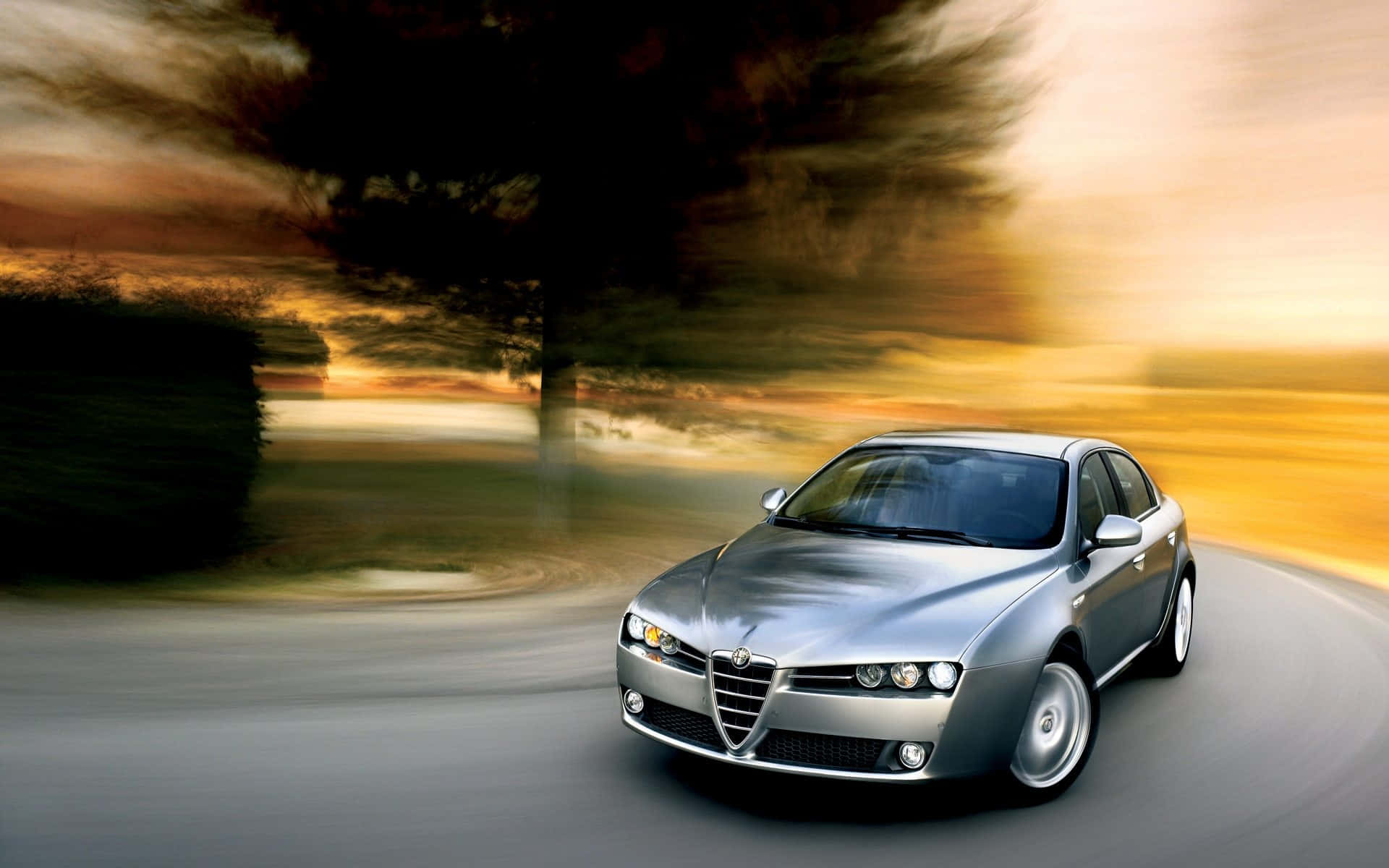 Alfa Romeo 159, silver, winding road, Full HD Desktop Wallpaper