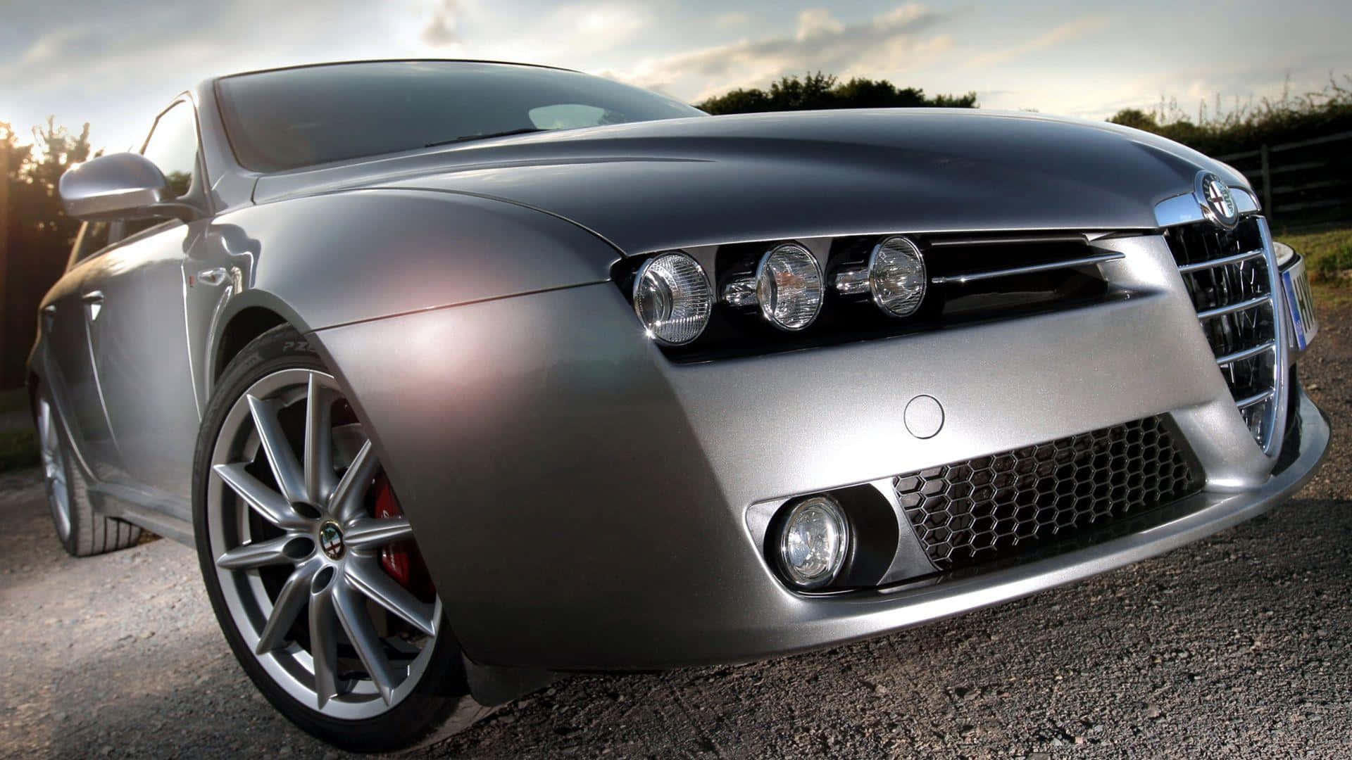 Alfa Romeo 159, silver, golden sunset, Full HD Desktop Wallpaper