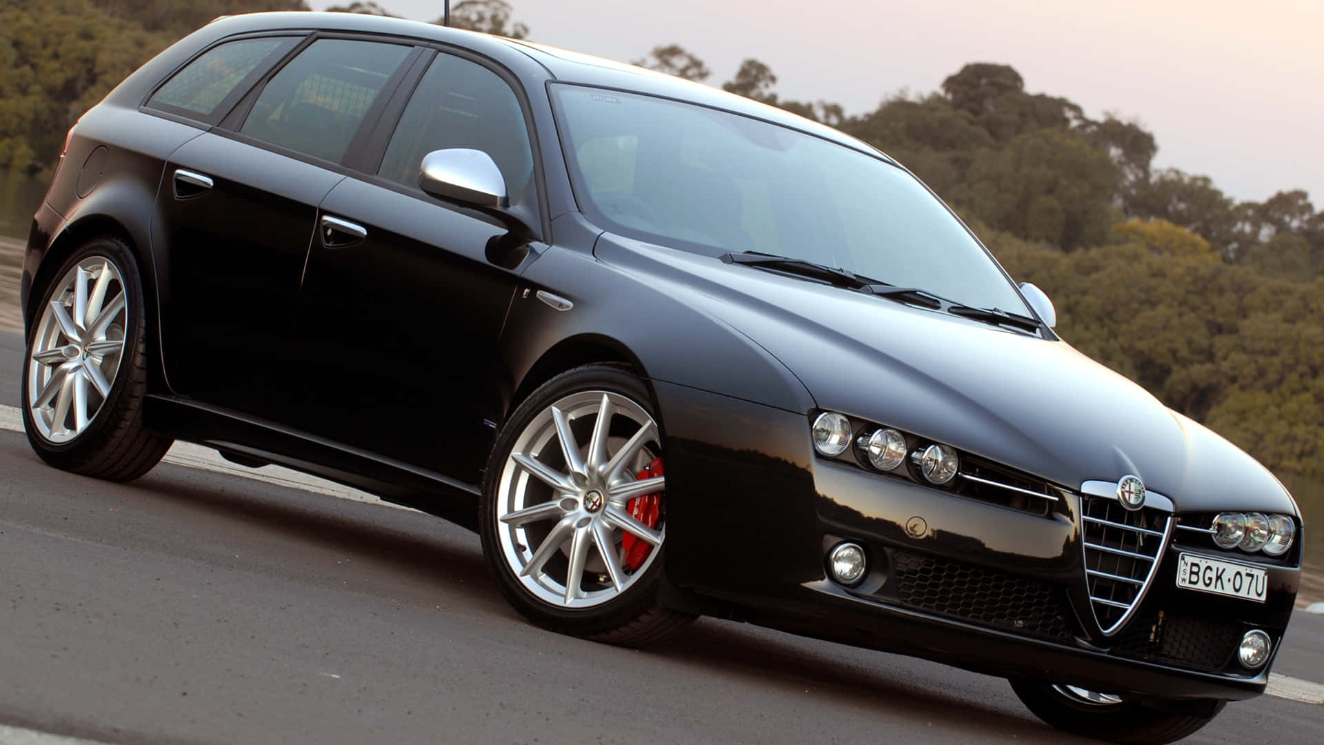 Alfa Romeo 159, black, silver rims, Full HD Desktop Wallpaper