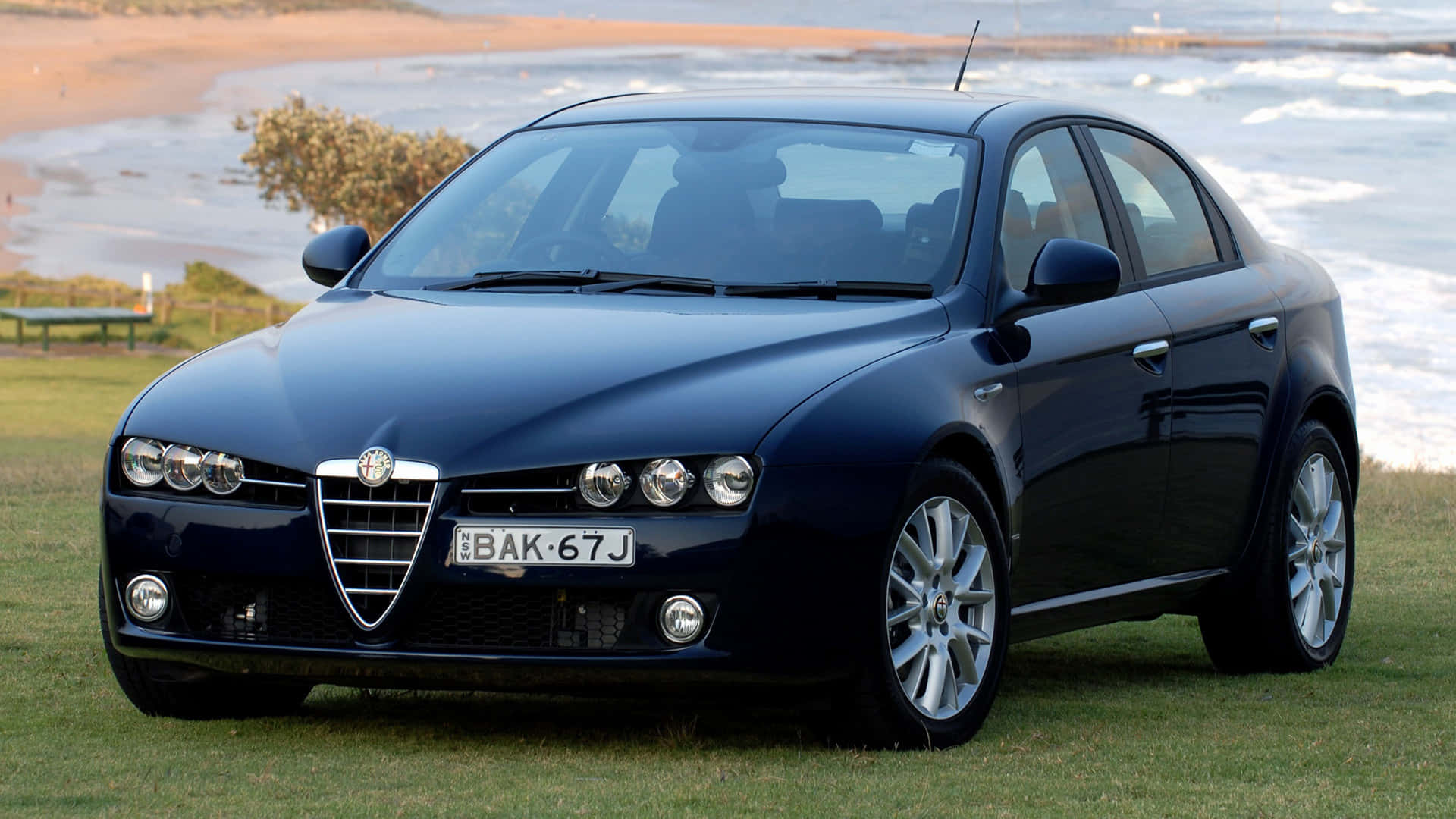 Alfa Romeo 159, dark blue, sedan, Full HD Desktop Wallpaper