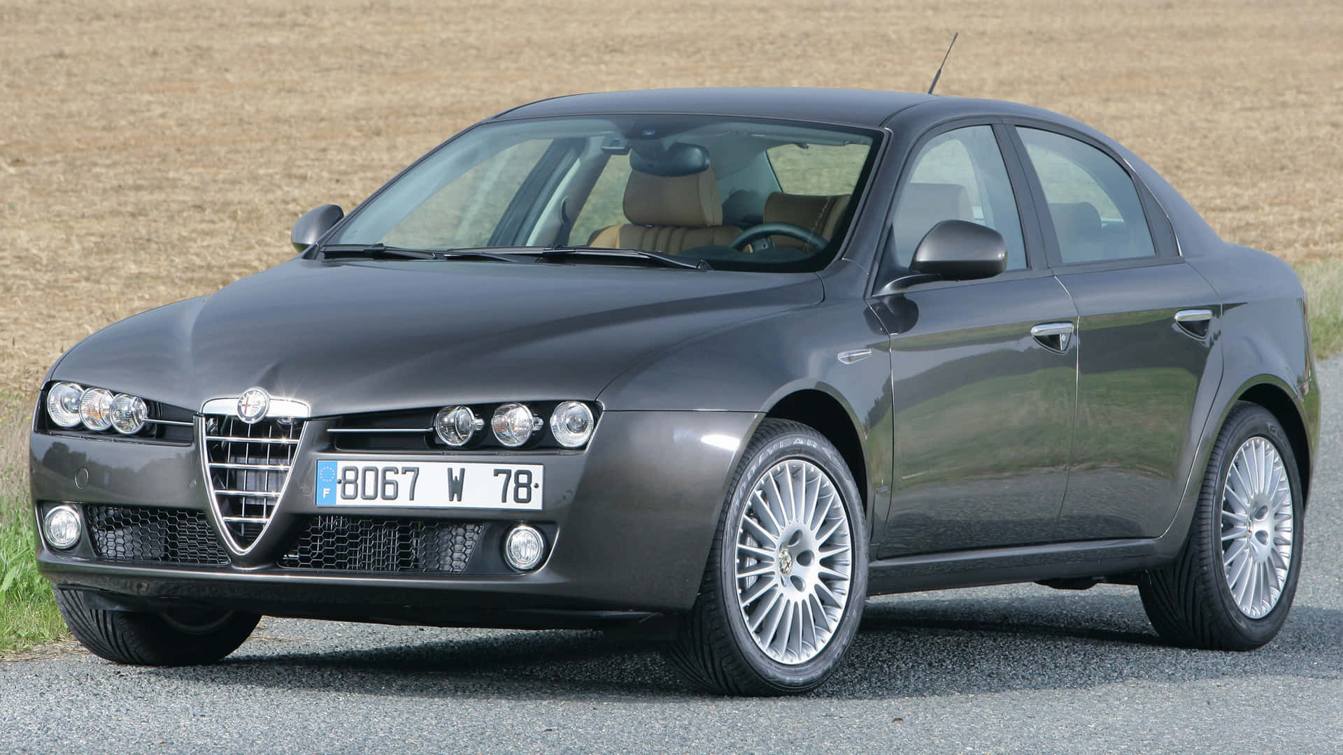Alfa Romeo 159, dark gray, sedan, Full HD Desktop Wallpaper