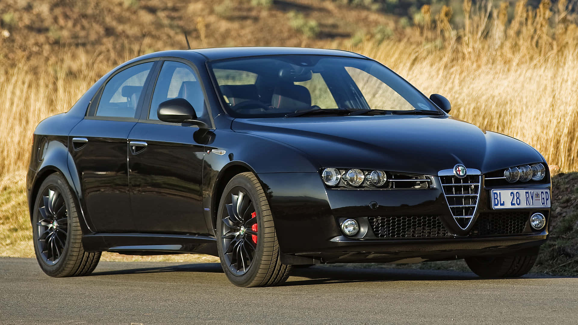 Alfa Romeo 159, black, red brake calipers, Full HD Desktop Wallpaper