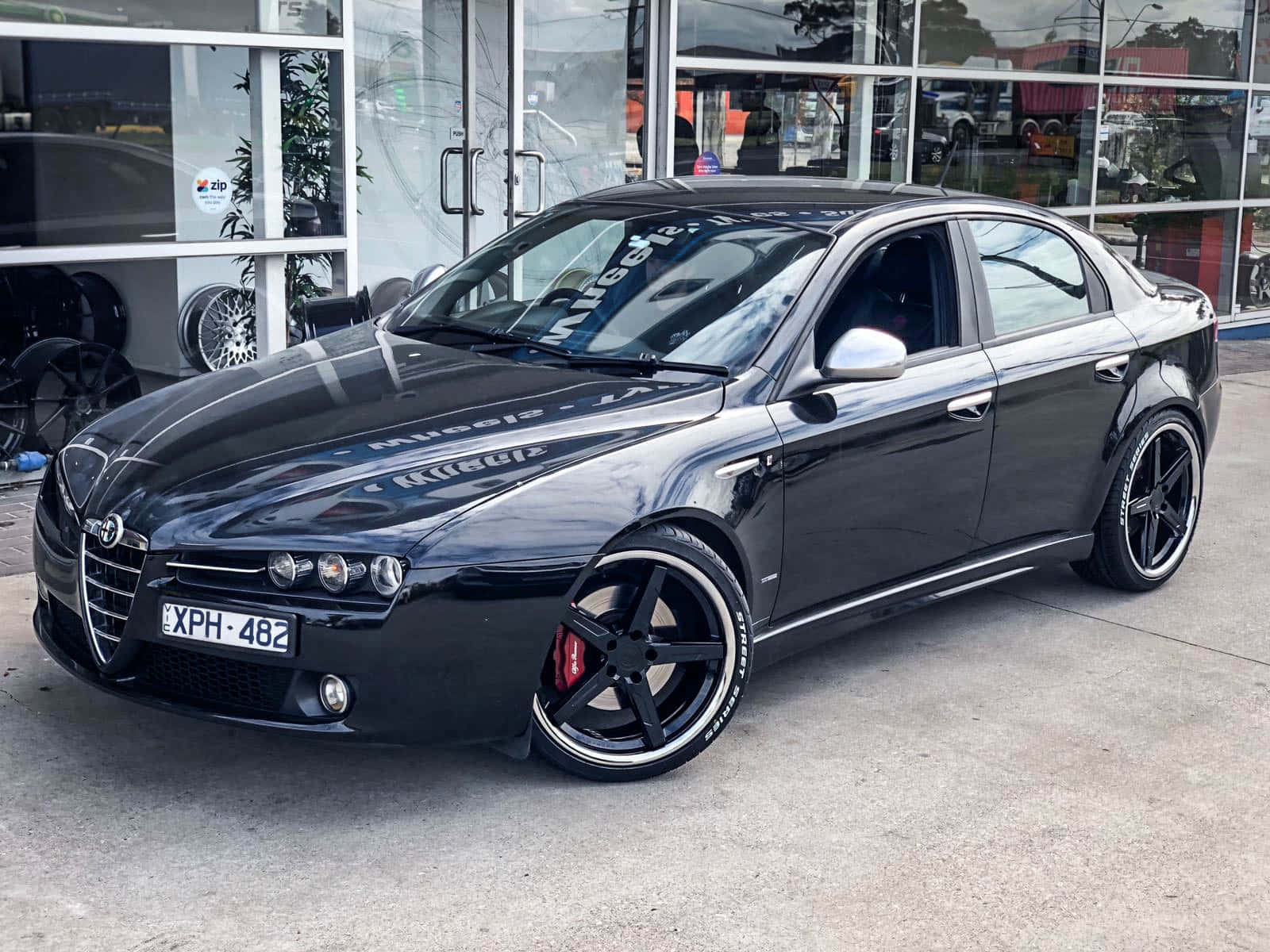 Alfa Romeo 159, black, custom wheels, HD Desktop Wallpaper