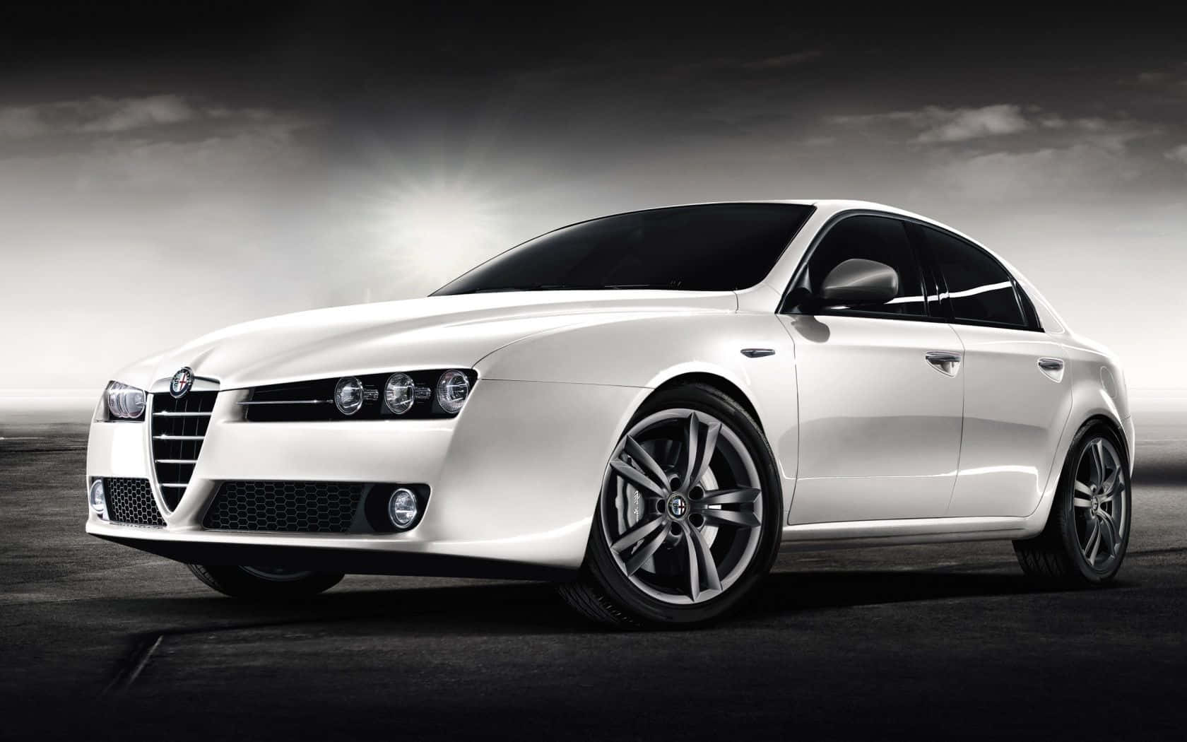 Alfa Romeo 159, white, studio lighting, HD Desktop Wallpaper
