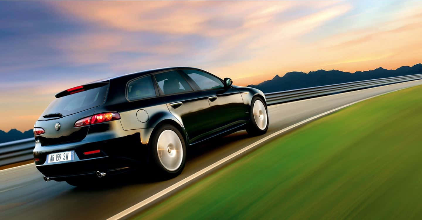 Alfa Romeo 159, black, curving highway, HD Desktop Wallpaper