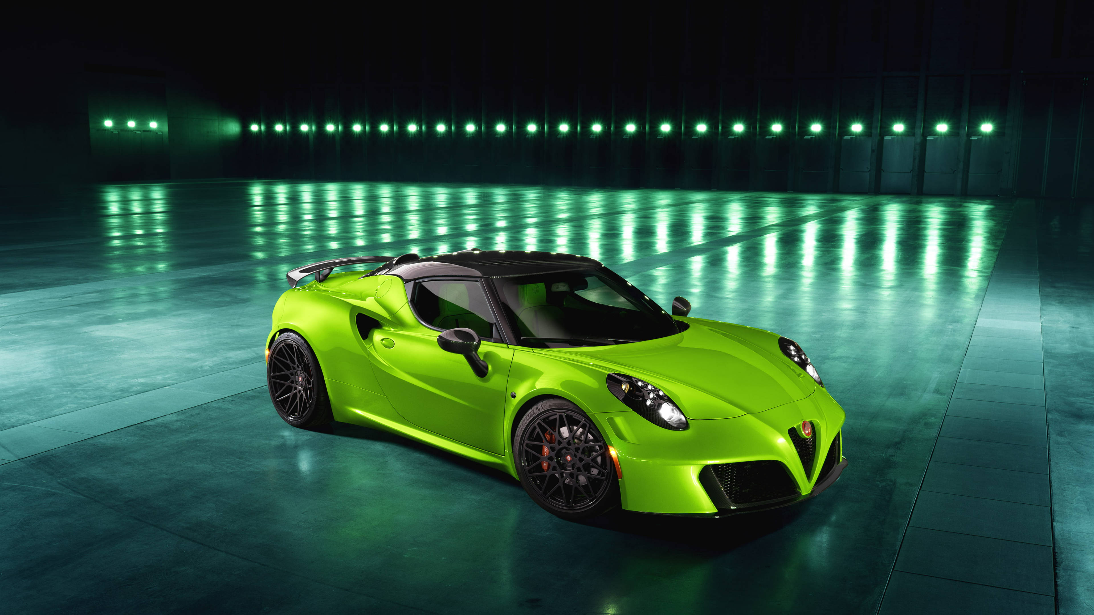 Neon green, Alfa Romeo 4C, Lime green, 4K Desktop Wallpaper