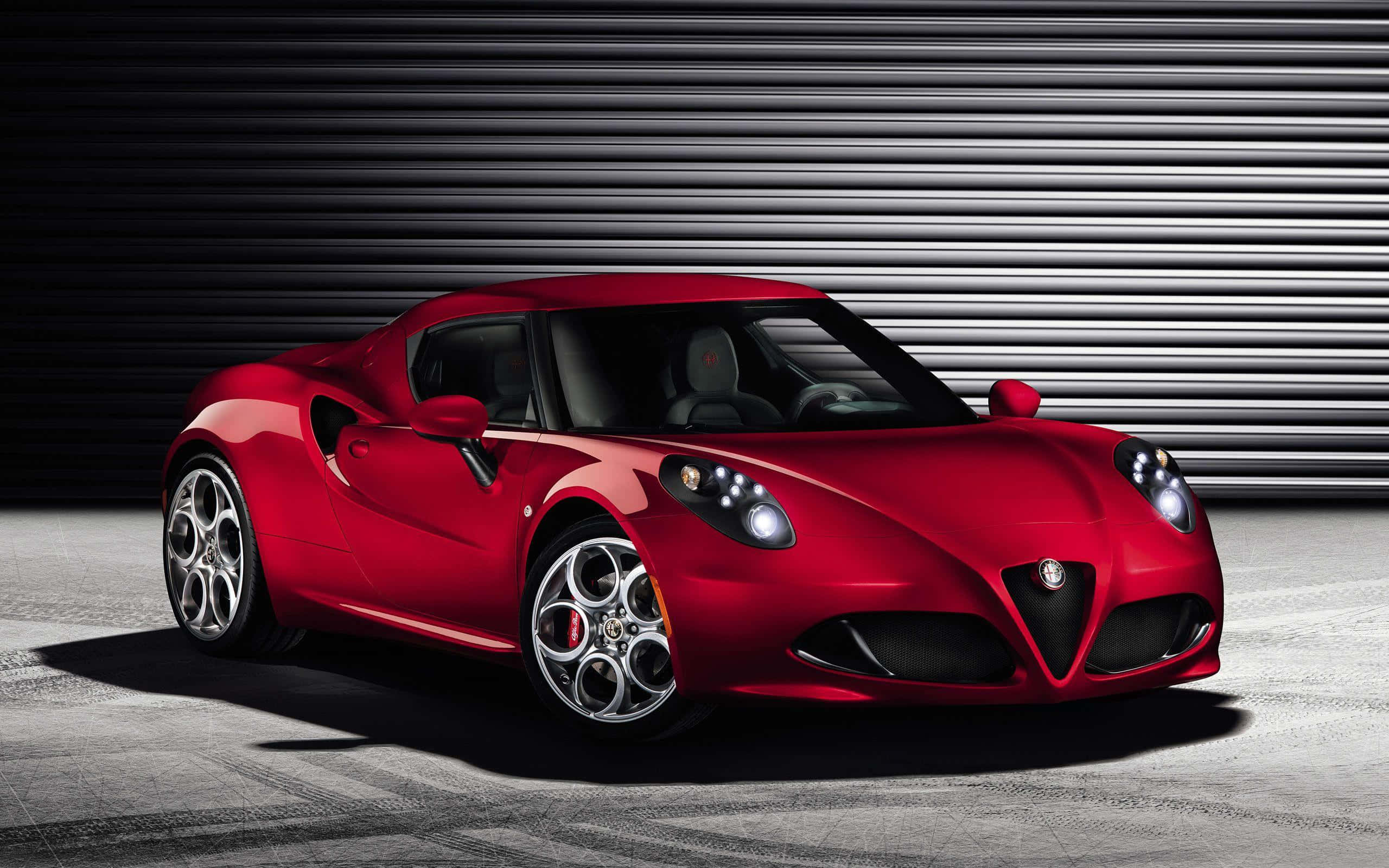 Alfa Romeo 4C, glossy red, studio lights, 2K Desktop Wallpaper