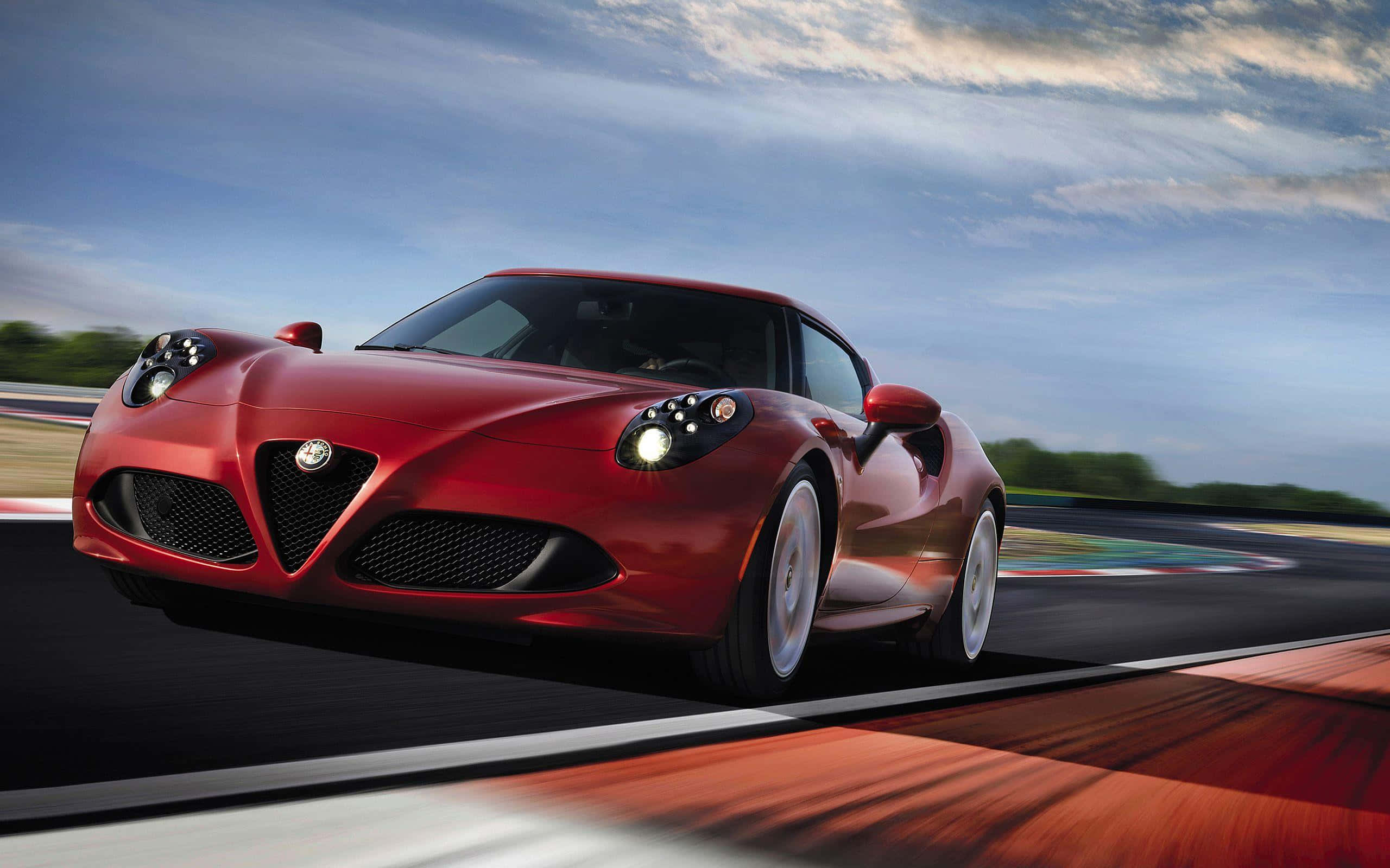 Alfa Romeo 4C, red, racetrack, 2K Desktop Wallpaper