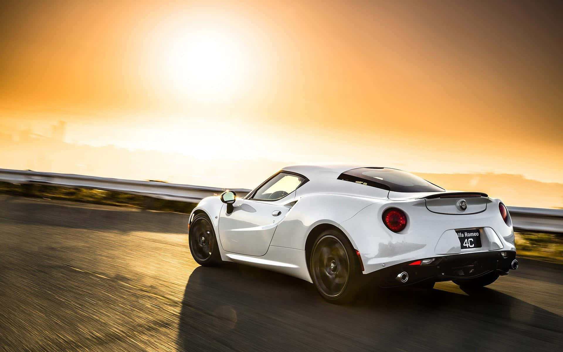 Alfa Romeo 4C, coastal highway, sunset, Full HD Desktop Wallpaper