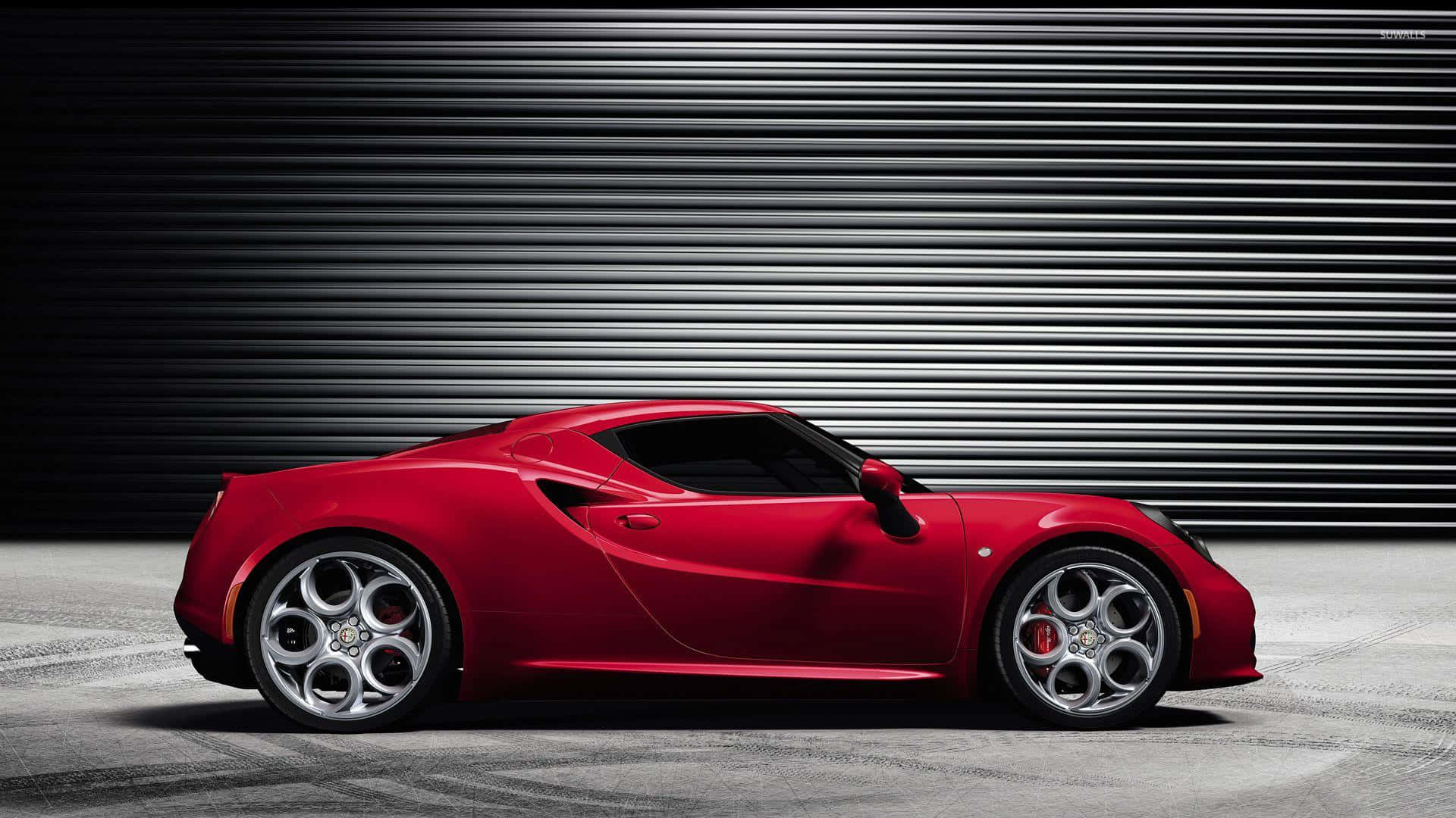 Alfa Romeo 4C, red, silver rims, Full HD Desktop Wallpaper