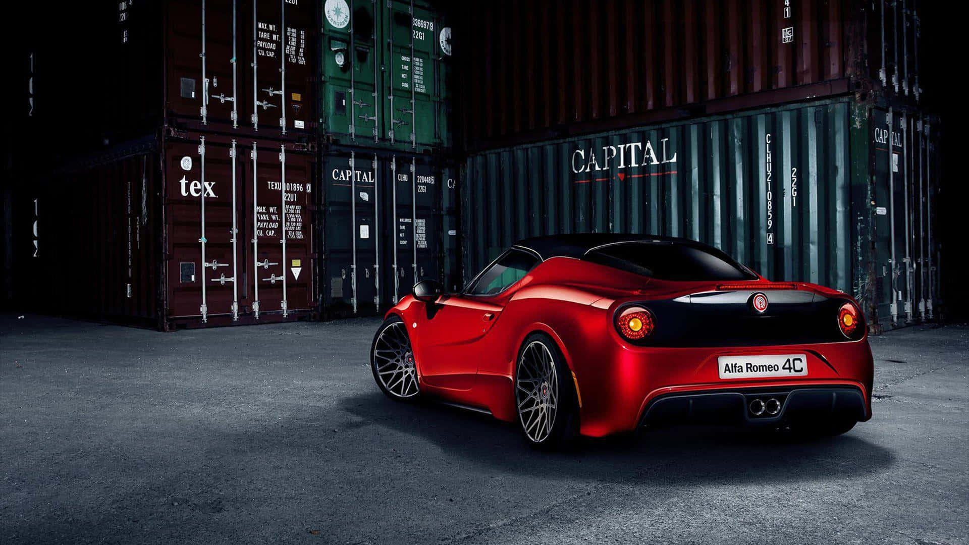 Alfa Romeo 4C, glossy red, parked, Full HD Desktop Wallpaper