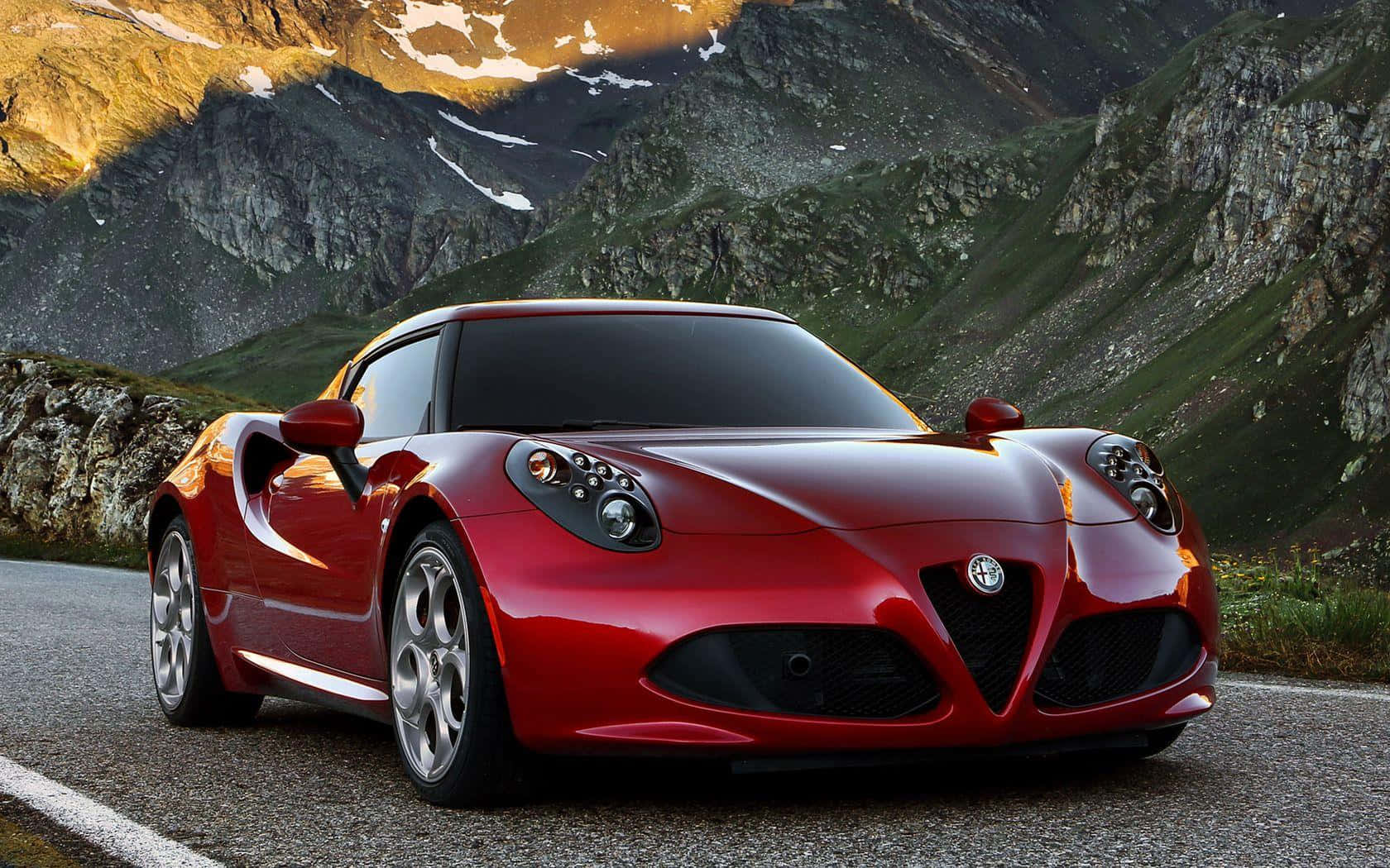 Alfa Romeo 4C, glossy red, mountain road, HD Desktop Wallpaper