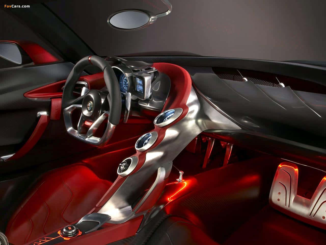 Alfa Romeo 4C, red leather seats, metallic accents, HD Desktop Wallpaper