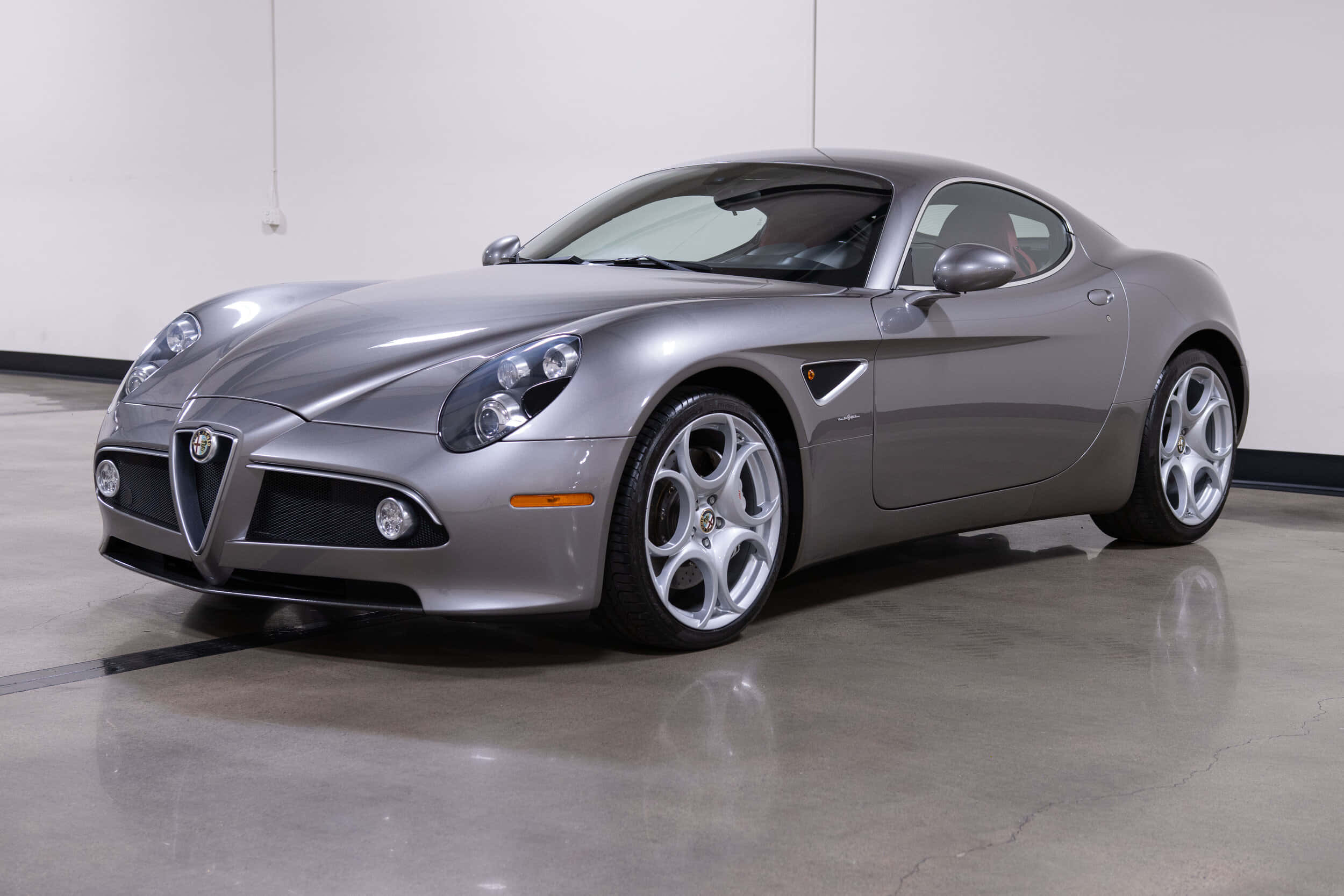 Alfa Romeo 8C Competizione, silver, studio lights, Full HD Desktop Wallpaper