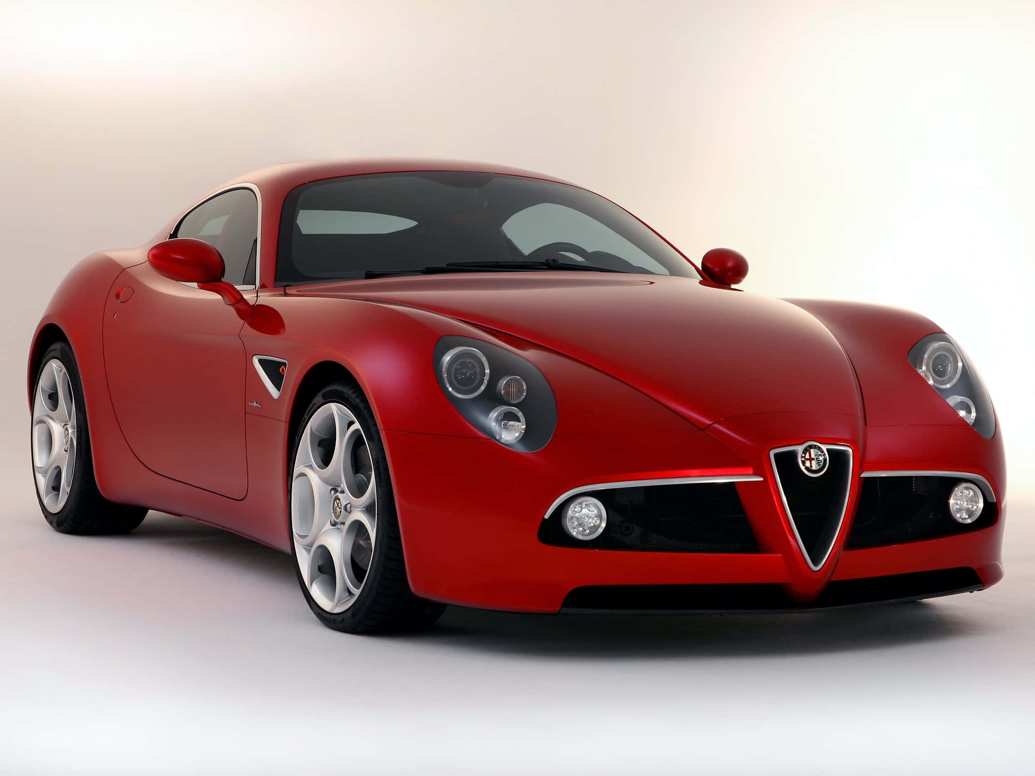 Alfa Romeo 8c Competizione, glossy red, silver wheels, Full HD Desktop Wallpaper