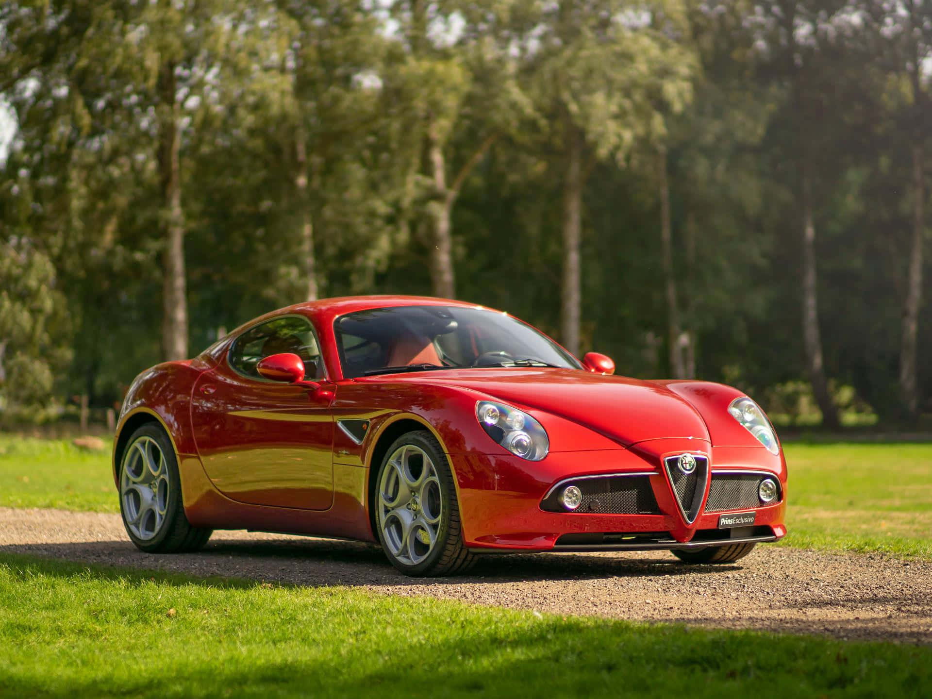 Alfa Romeo 8c Competizione, glossy red, gravel path, Full HD Desktop Wallpaper