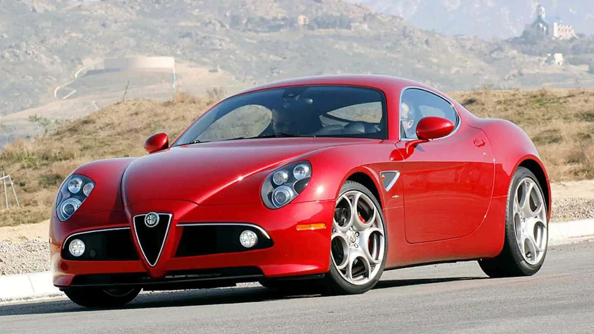 Alfa Romeo 8c Competizione, glossy red, roadside, Full HD Desktop Wallpaper