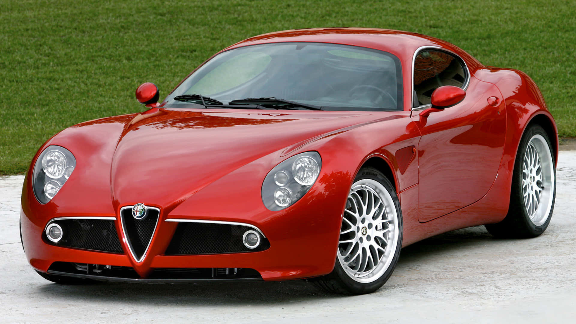 Alfa Romeo 8C Competizione, glossy red, daylight, Full HD Desktop Wallpaper