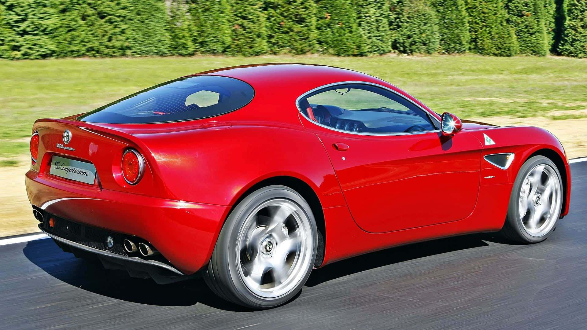 Alfa Romeo 8C Competizione, red, sunlit road, Full HD Desktop Wallpaper