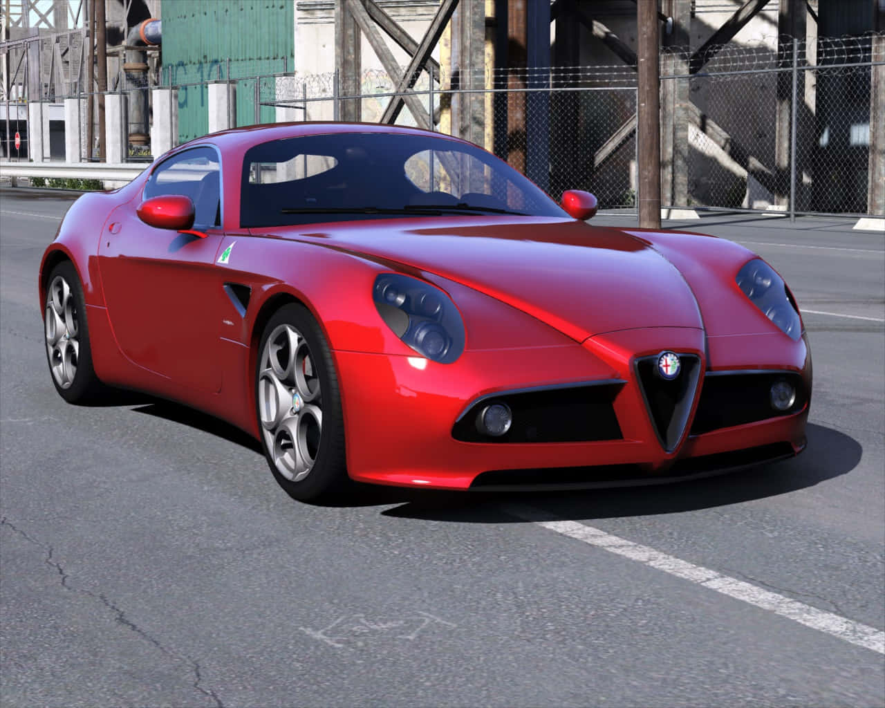 Alfa Romeo 8C Competizione, glossy red, asphalt road, HD Desktop Wallpaper