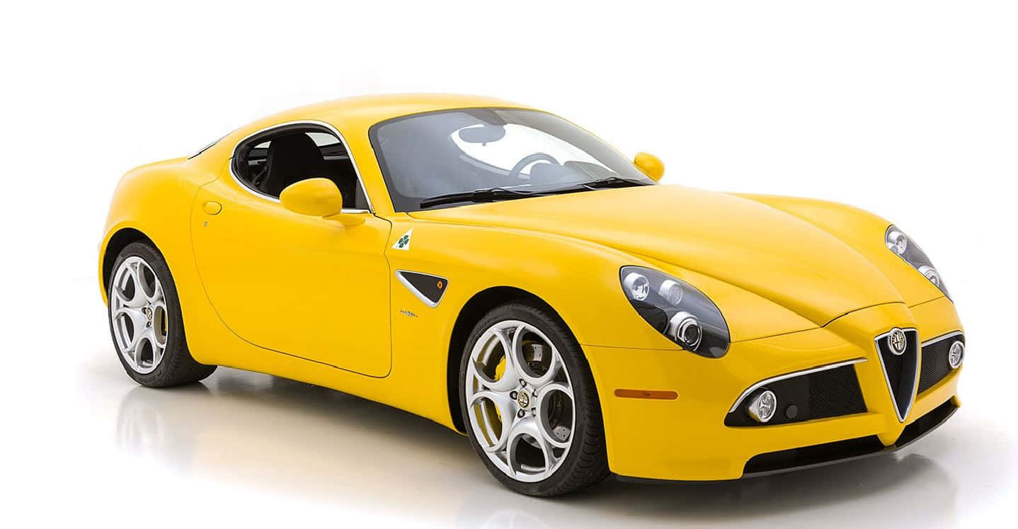 Alfa Romeo 8C Competizione, vibrant yellow, studio lights, HD Desktop Wallpaper